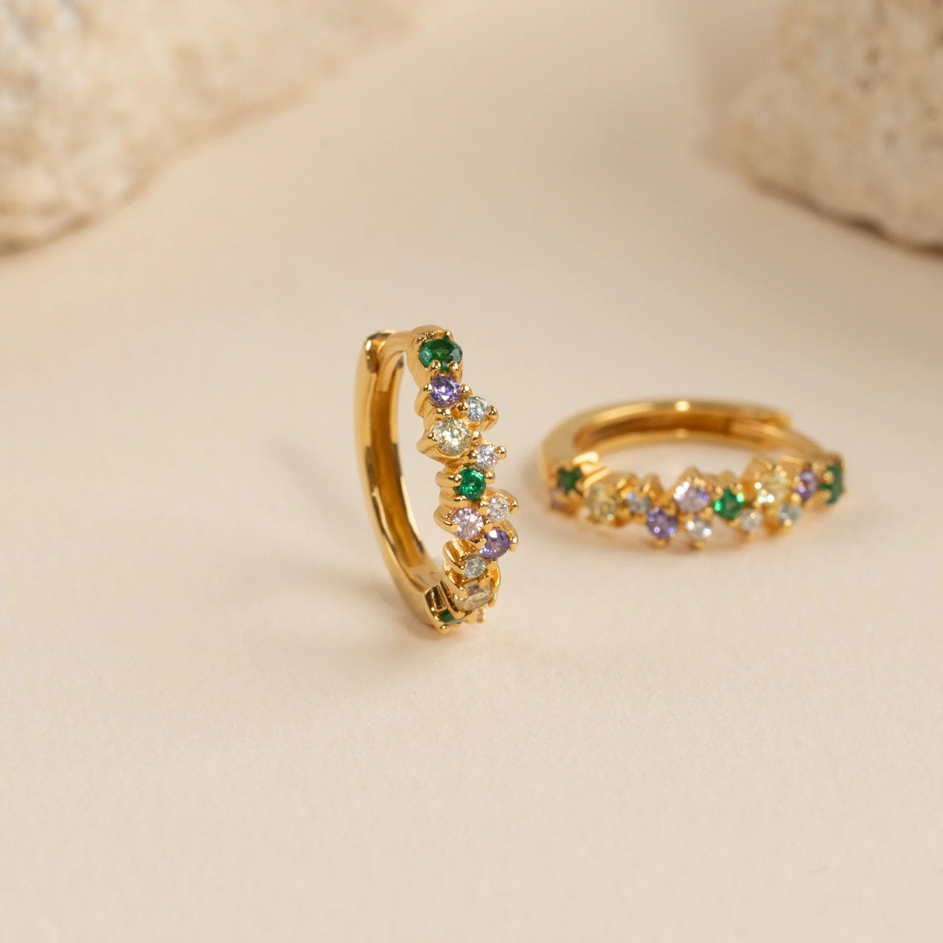 CLAIR RAINBOW GOLDEN SMALL HUGGIE EARRING - Image 4