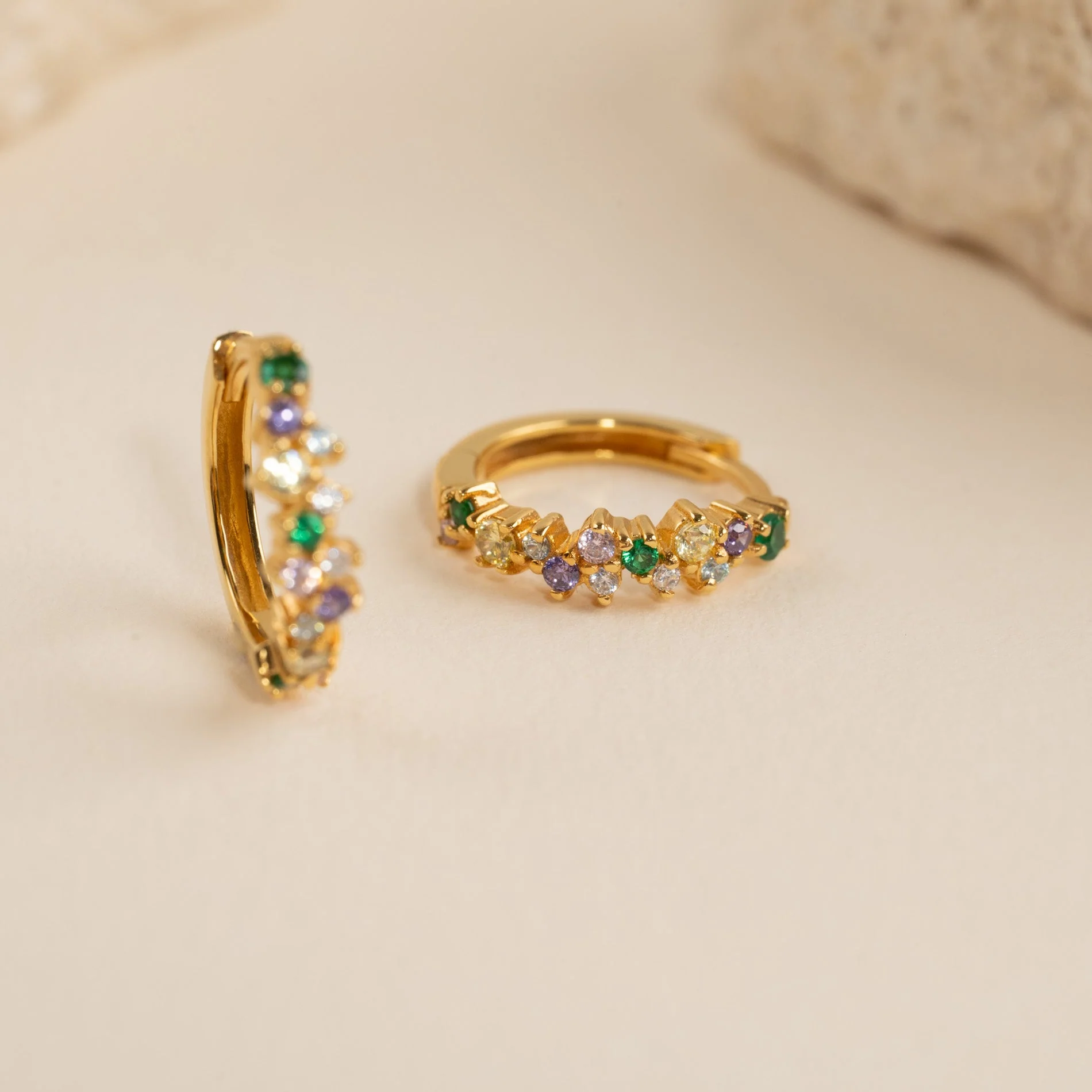 CLAIR RAINBOW GOLDEN SMALL HUGGIE EARRING - Image 6