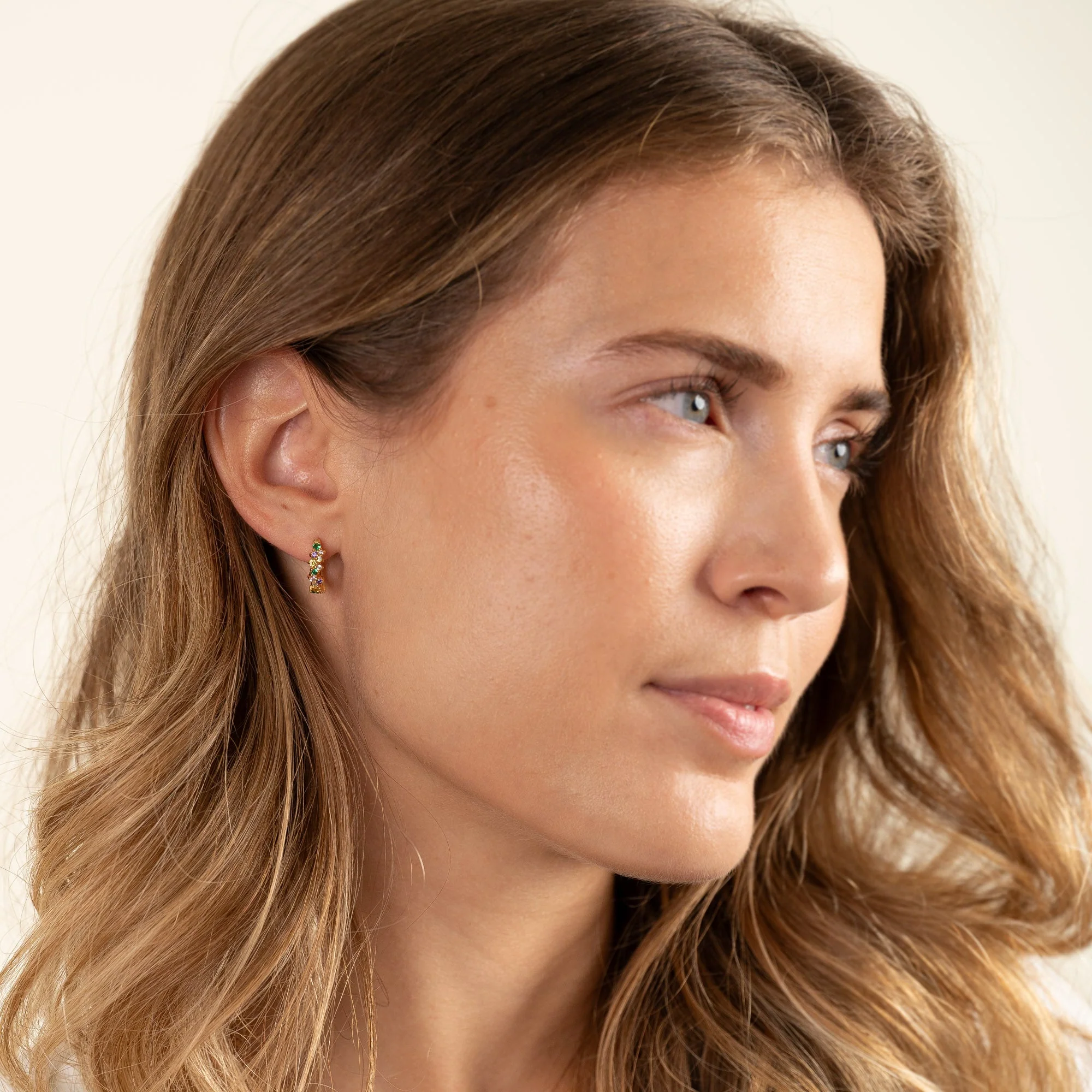 CLAIR RAINBOW GOLDEN SMALL HUGGIE EARRING - Image 7