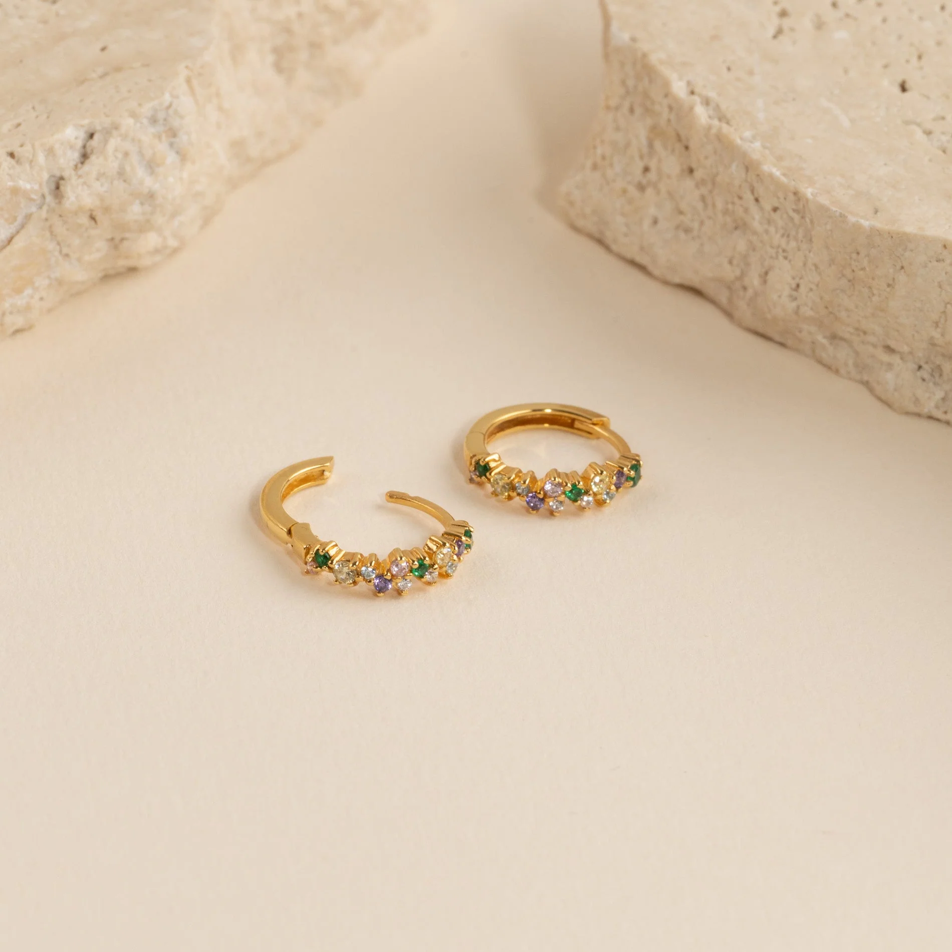 CLAIR RAINBOW GOLDEN SMALL HUGGIE EARRING - Image 8