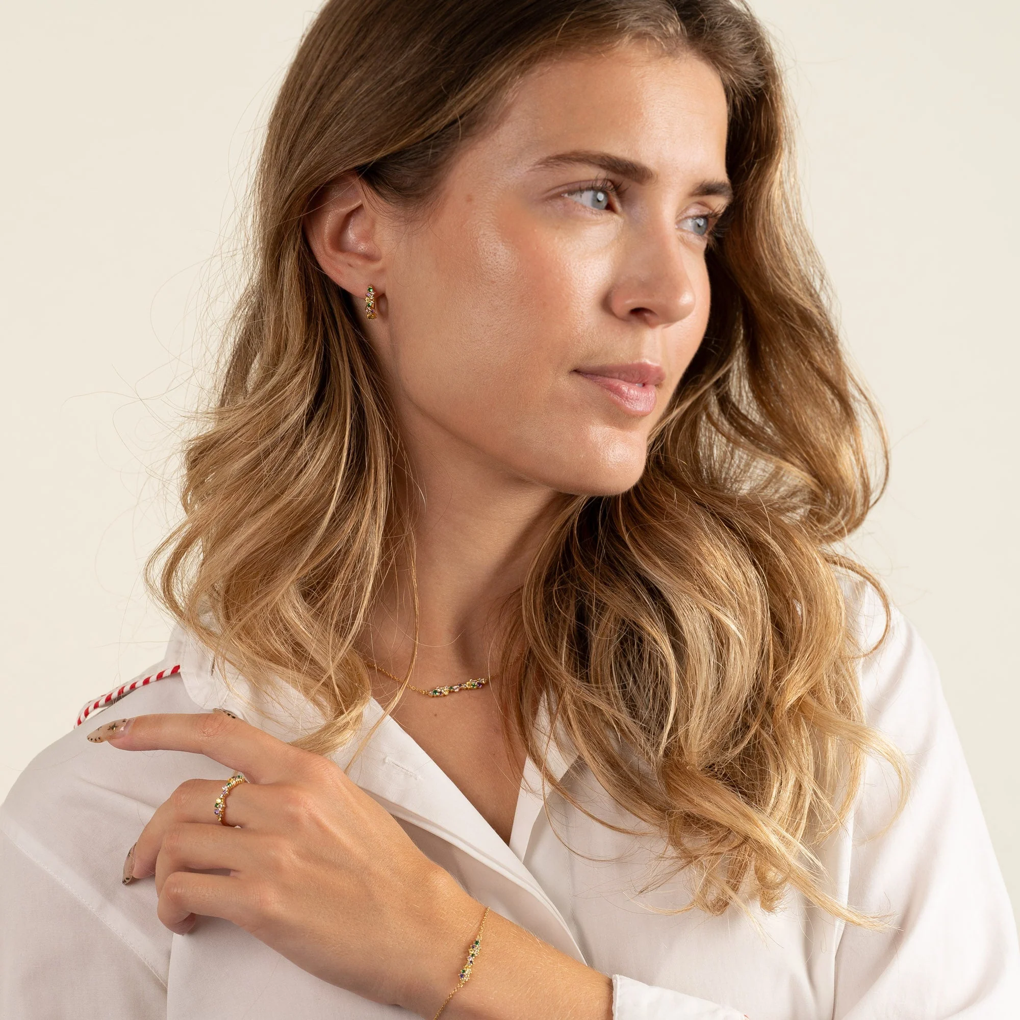 CLAIR RAINBOW GOLDEN SMALL HUGGIE EARRING - Image 9