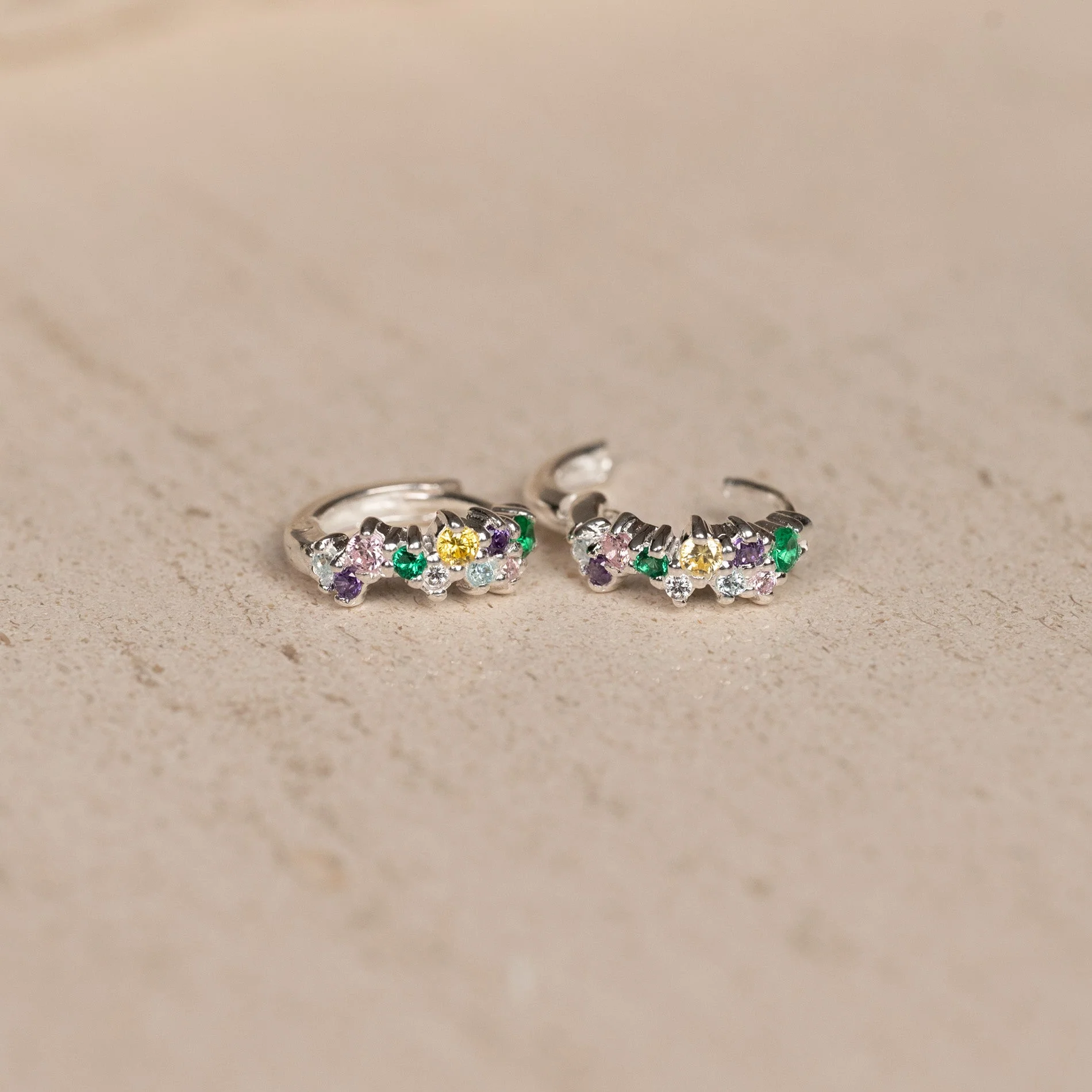CLAIR RAINBOW SILVER MINI HUGGIE EARRING - Image 4