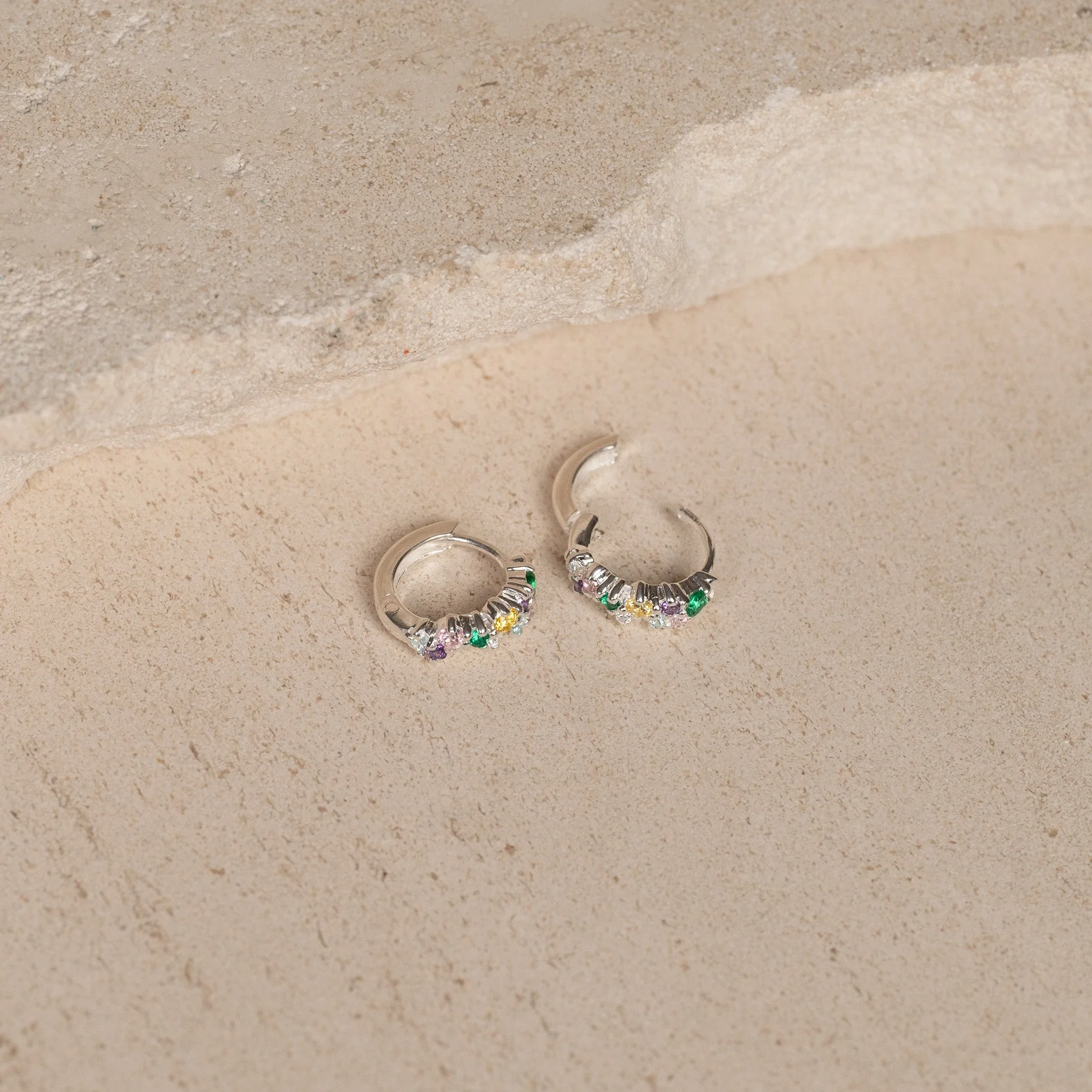 CLAIR RAINBOW SILVER MINI HUGGIE EARRING - Image 7