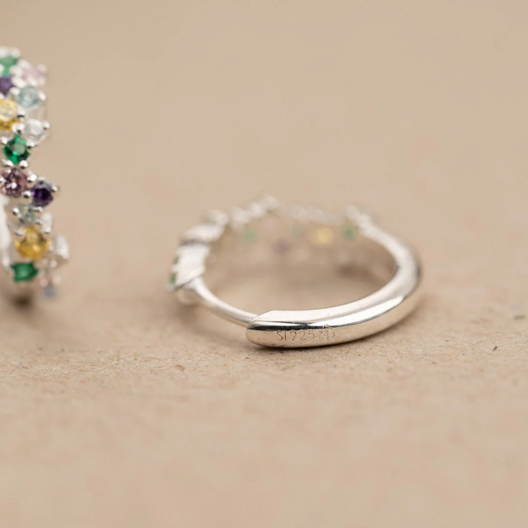 CLAIR RAINBOW SILVER SMALL HUGGIE EARRING - Image 6