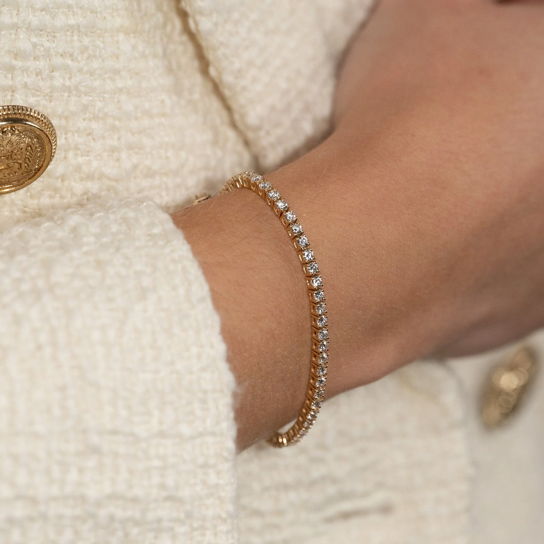 CLASSIC LAB-DIAMOND TENNIS BRACELET - 3.5ct - YG - Image 5