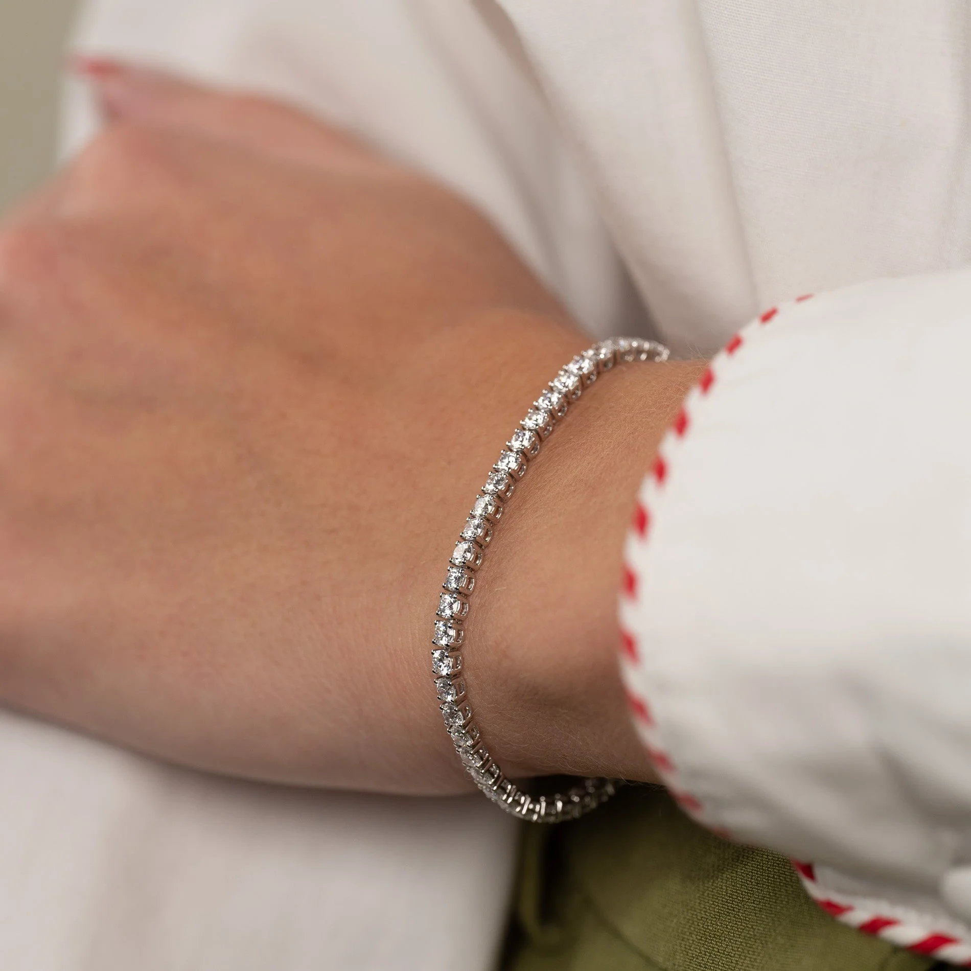 CLASSIC LAB-DIAMOND TENNIS BRACELET - 5ct - WG - Image 3