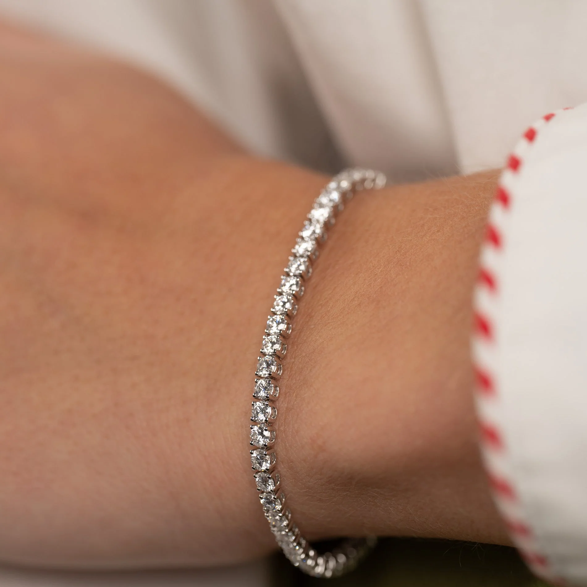 CLASSIC LAB-DIAMOND TENNIS BRACELET - 5ct - WG - Image 5