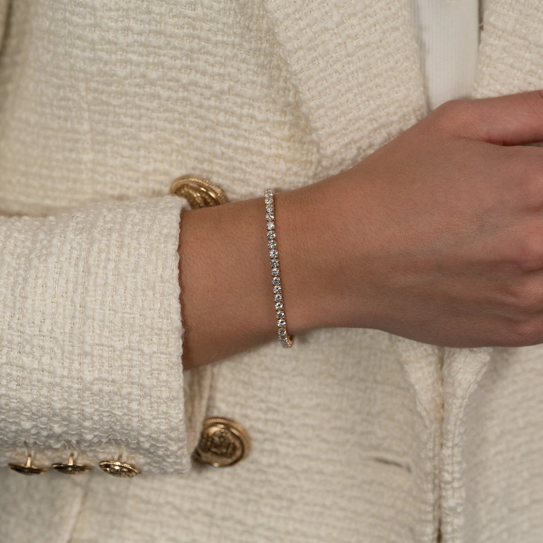 CLASSIC LAB-DIAMOND TENNIS BRACELET - 5ct - YG - Image 10