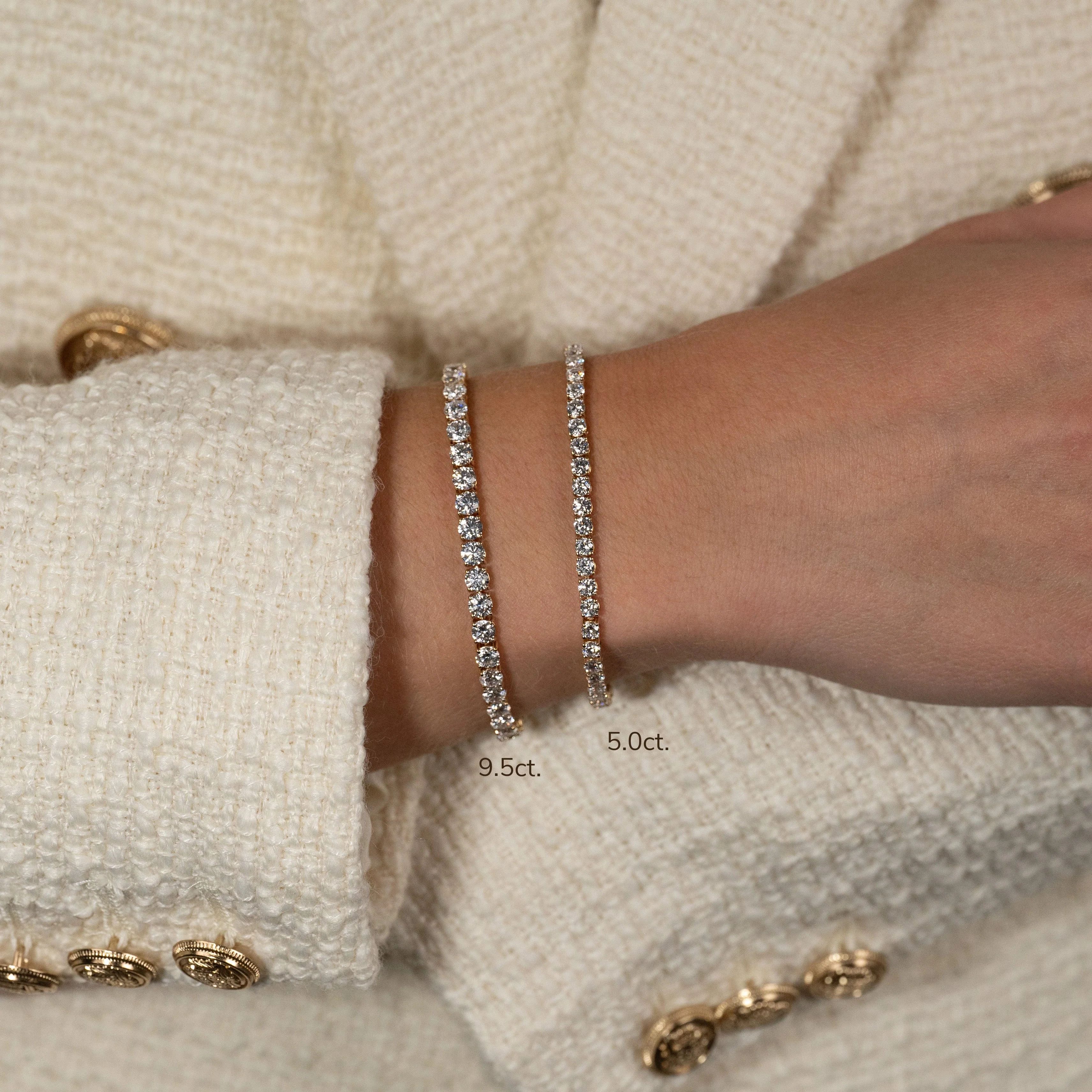 CLASSIC LAB-DIAMOND TENNIS BRACELET - 5ct - YG - Image 14