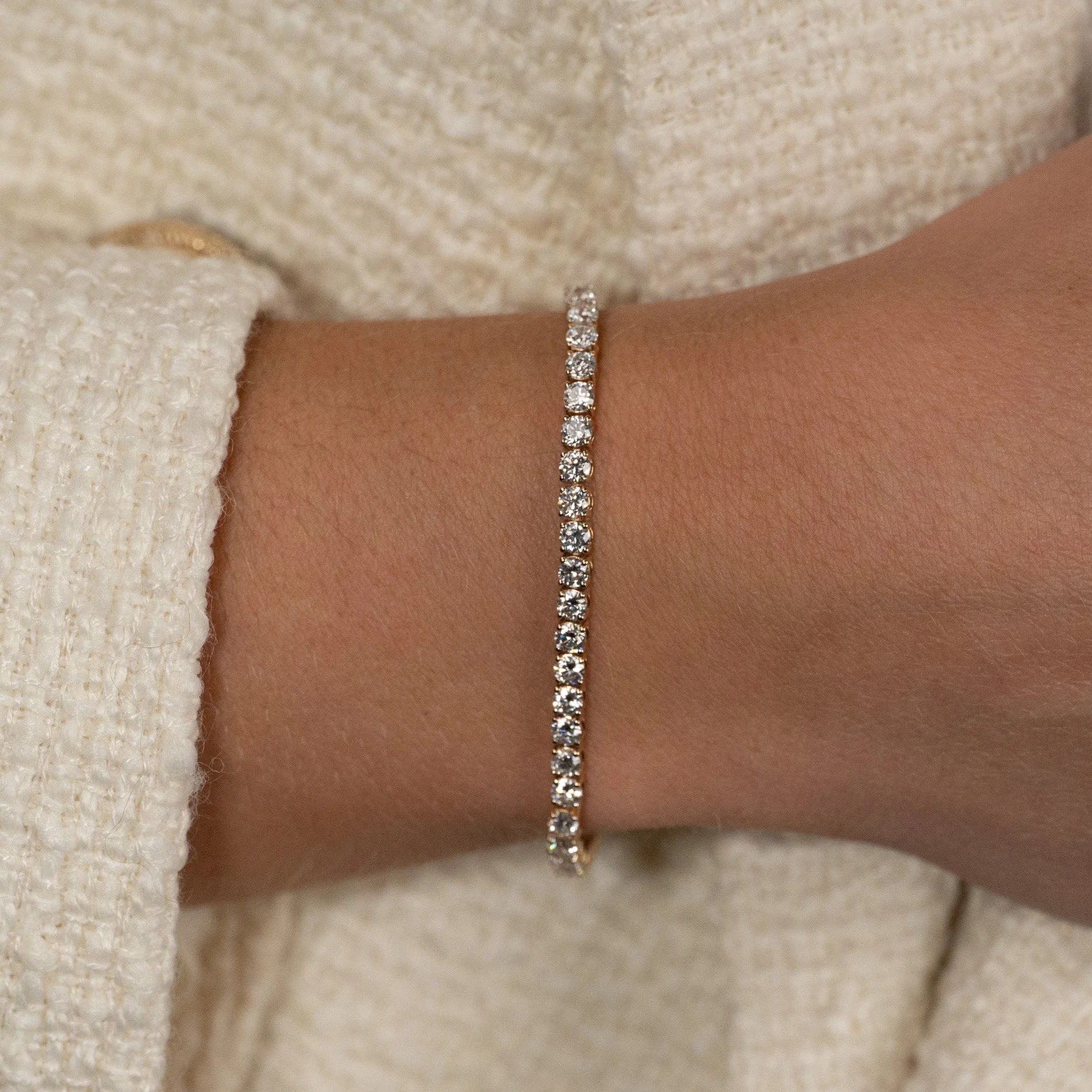 CLASSIC LAB-DIAMOND TENNIS BRACELET - 5ct - YG - Image 5