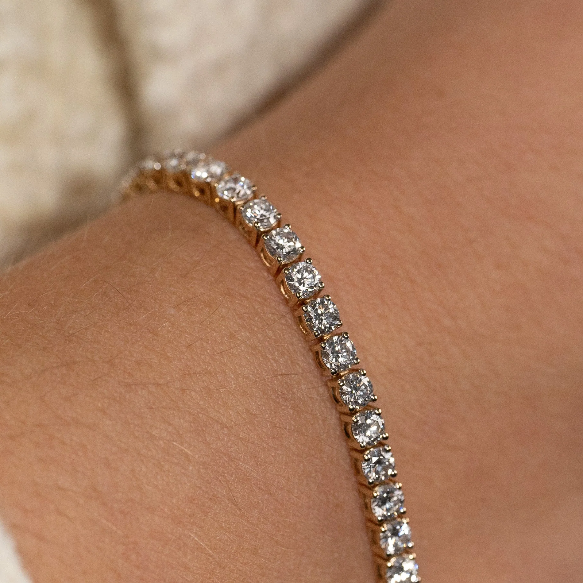 CLASSIC LAB-DIAMOND TENNIS BRACELET - 5ct - YG - Image 7