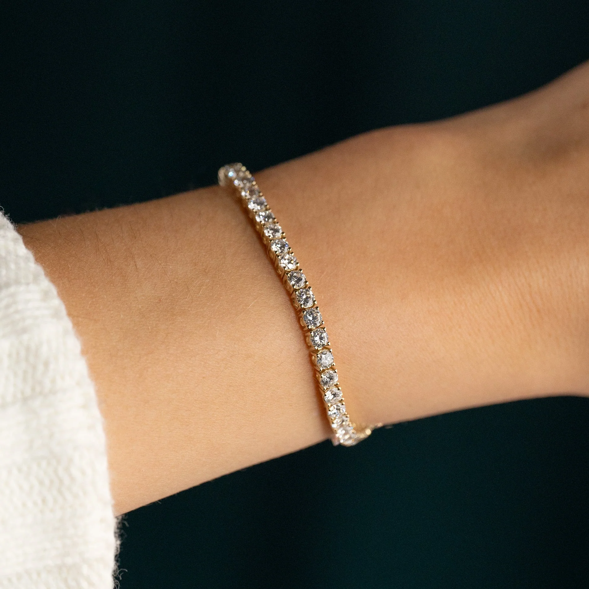 CLASSIC LAB-DIAMOND TENNIS BRACELET - 6.5ct - YG - Image 7