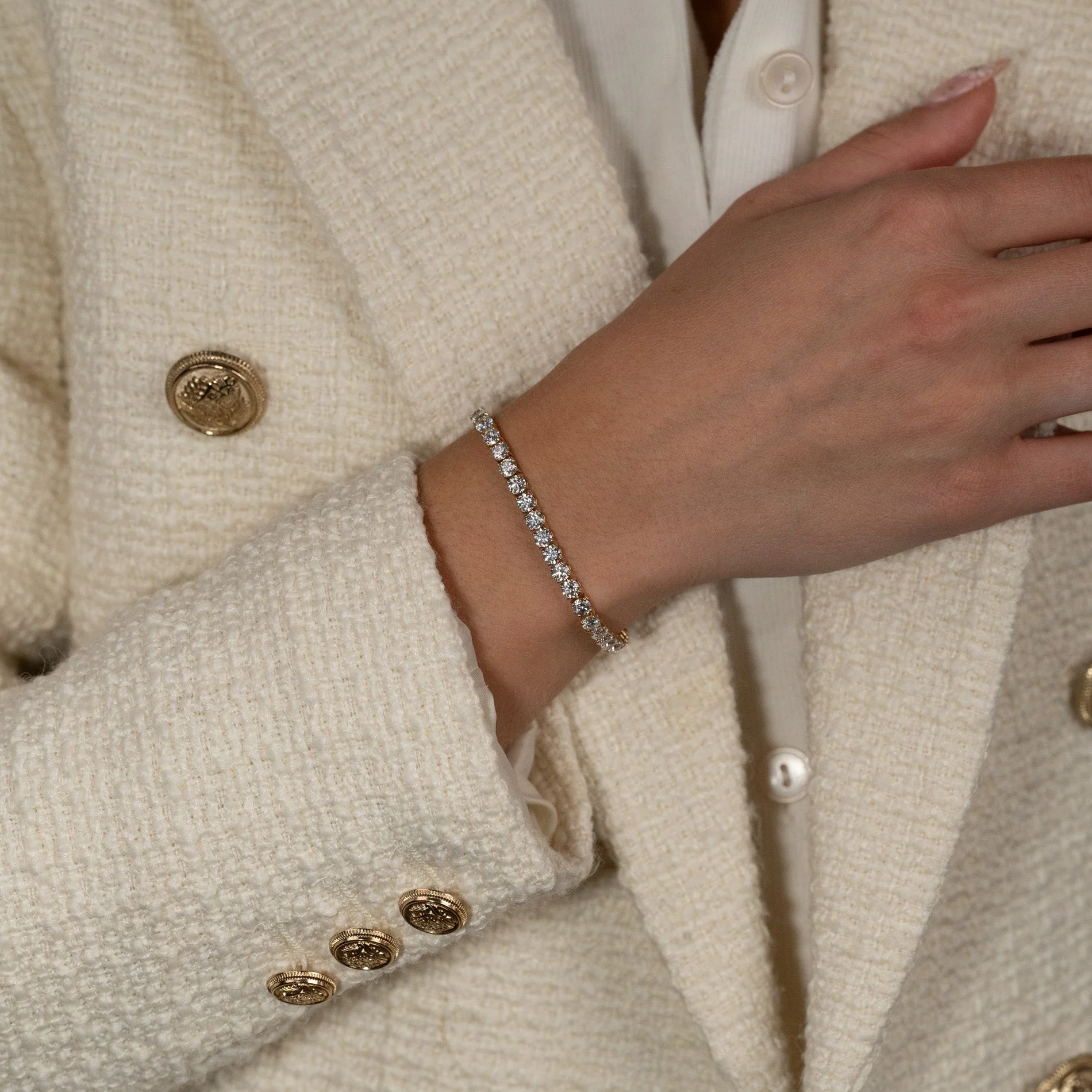 CLASSIC LAB-DIAMOND TENNIS BRACELET - 9.5ct - YG - Image 14