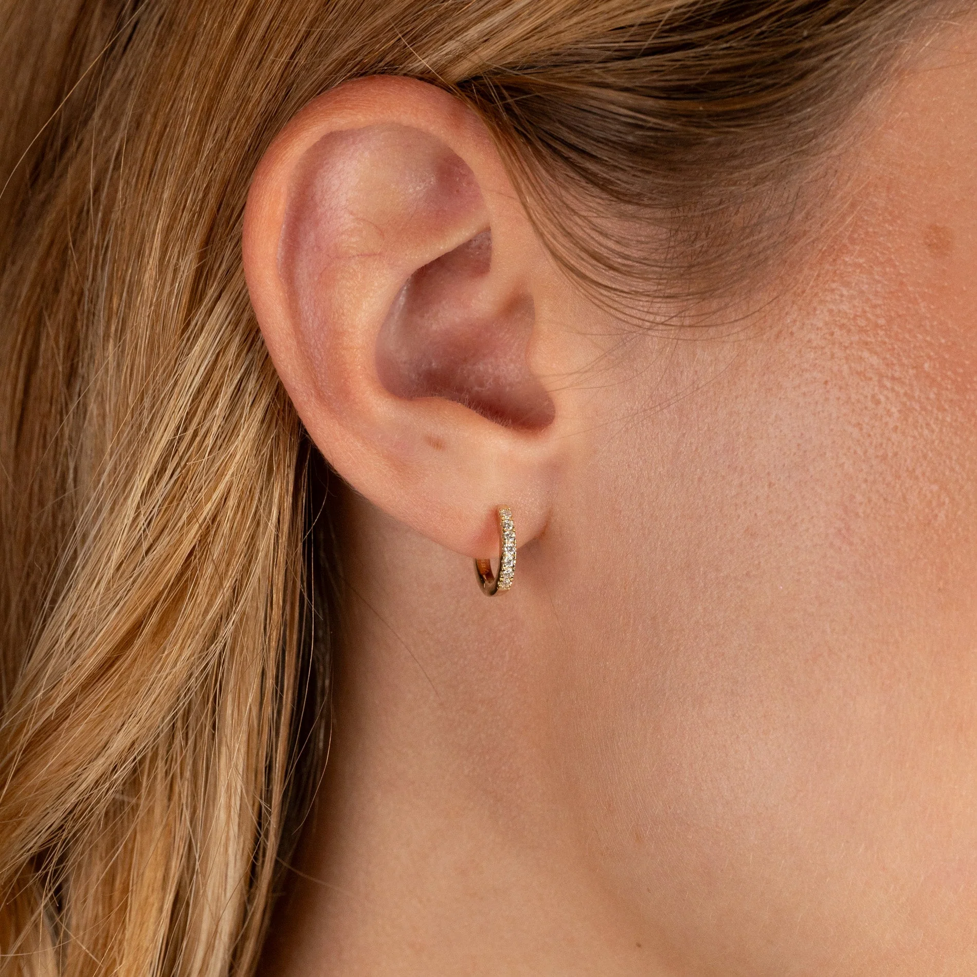 CLASSIC LAB-DIAMOND CREOL EARRING - 0.11ct - YG - Image 6