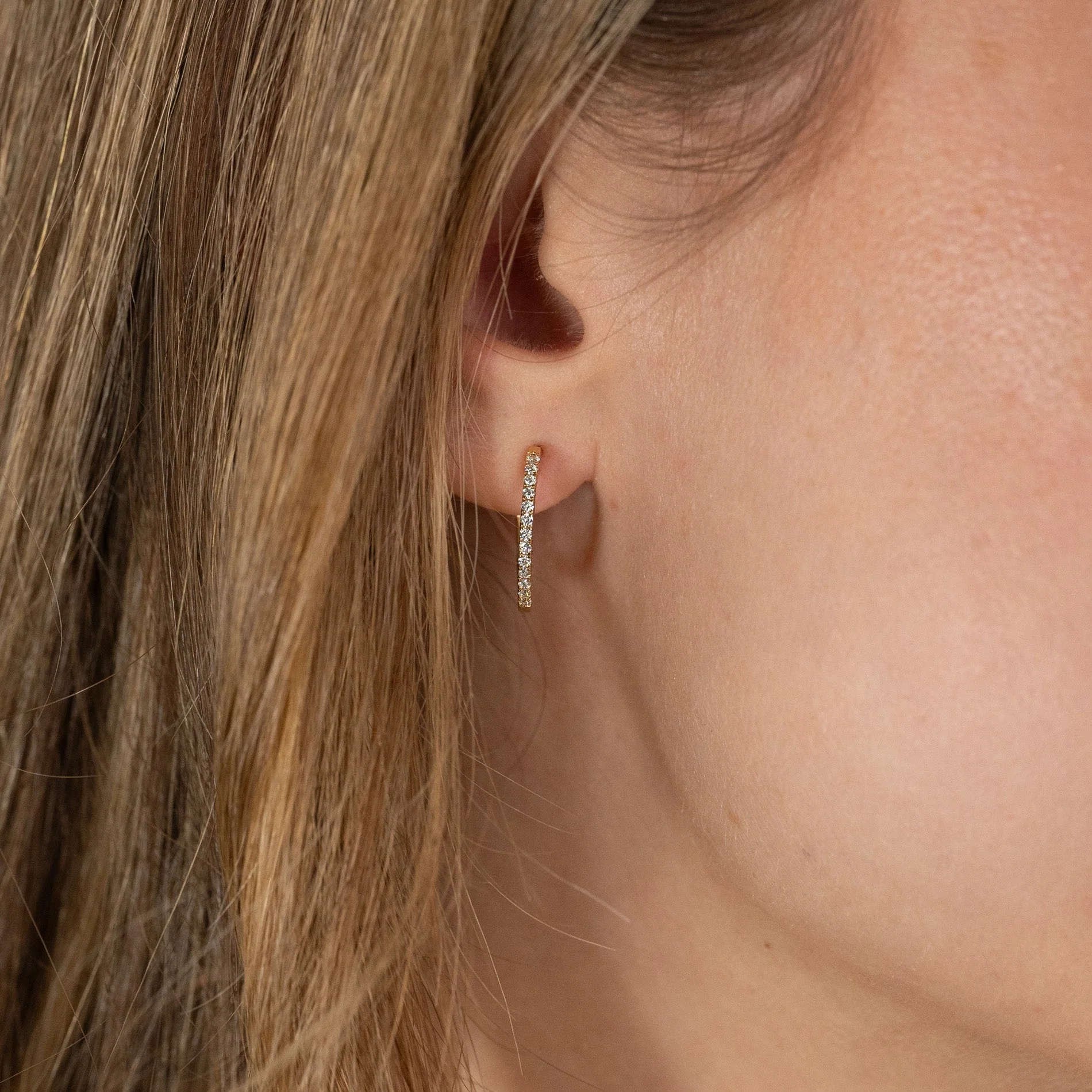 CLASSIC LAB-DIAMOND CREOL EARRING - 0.2ct - YG - Image 5
