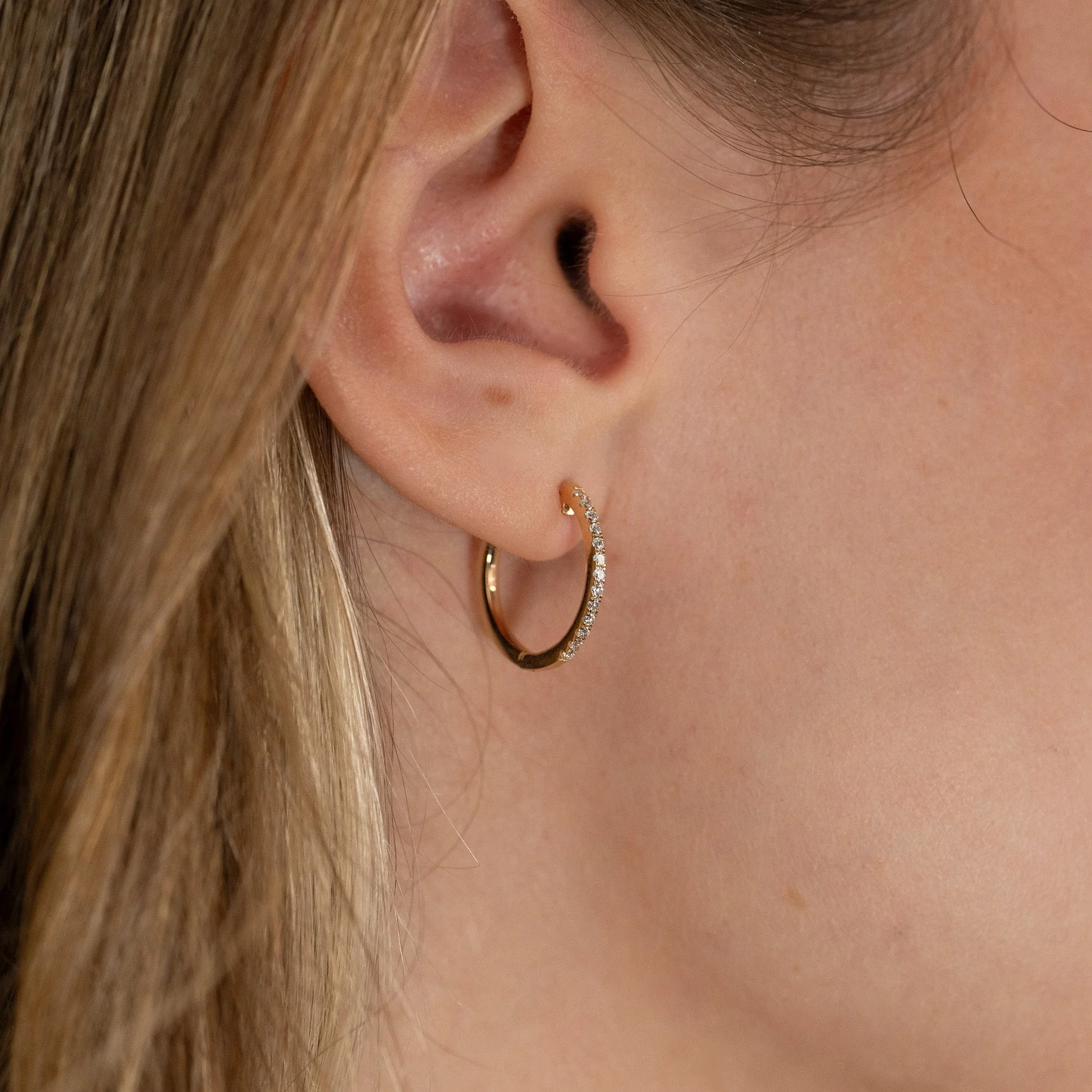CLASSIC LAB-DIAMOND CREOL EARRING - 0.2ct - YG - Image 9