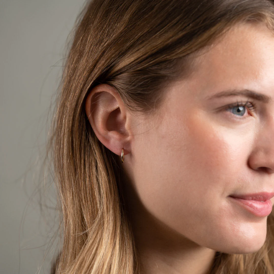 CLASSIC SOLID GOLD CREOL EARRING - 12mm - Image 3