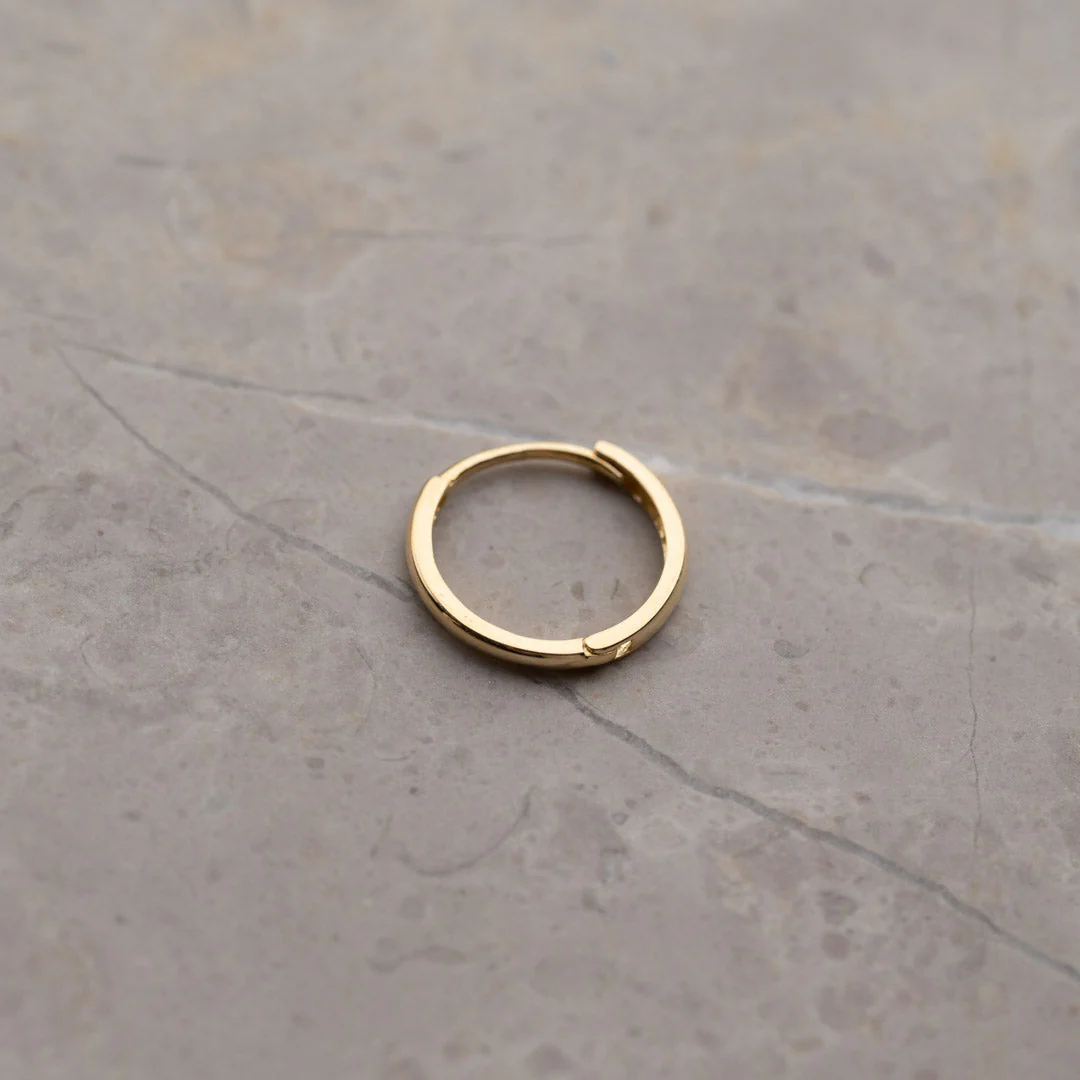 CLASSIC SOLID GOLD CREOL EARRING - 12mm - Image 4