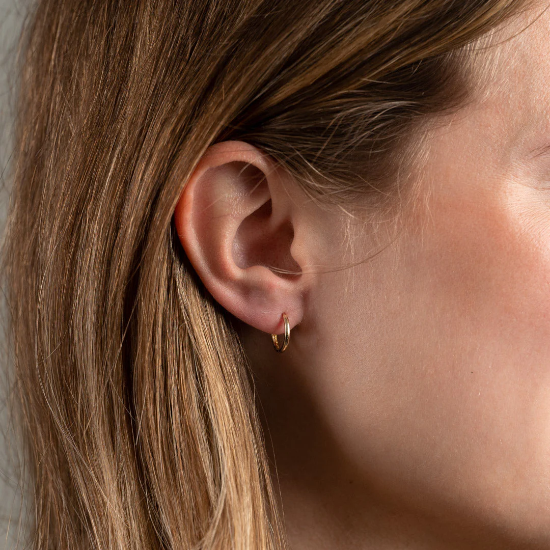 CLASSIC SOLID GOLD CREOL EARRING - 12mm - Image 5