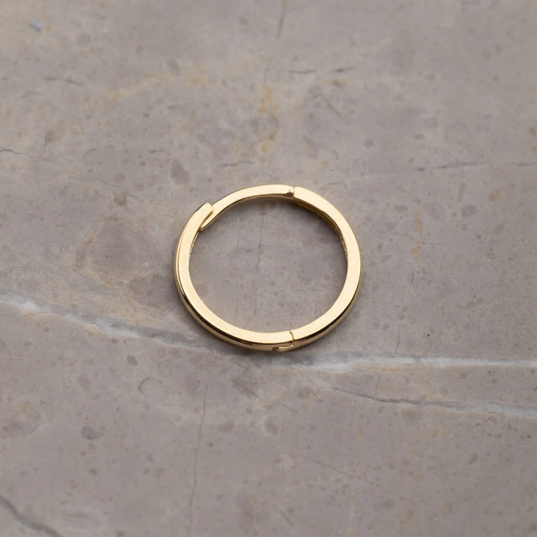 CLASSIC SOLID GOLD CREOL EARRING - 14mm - Image 4