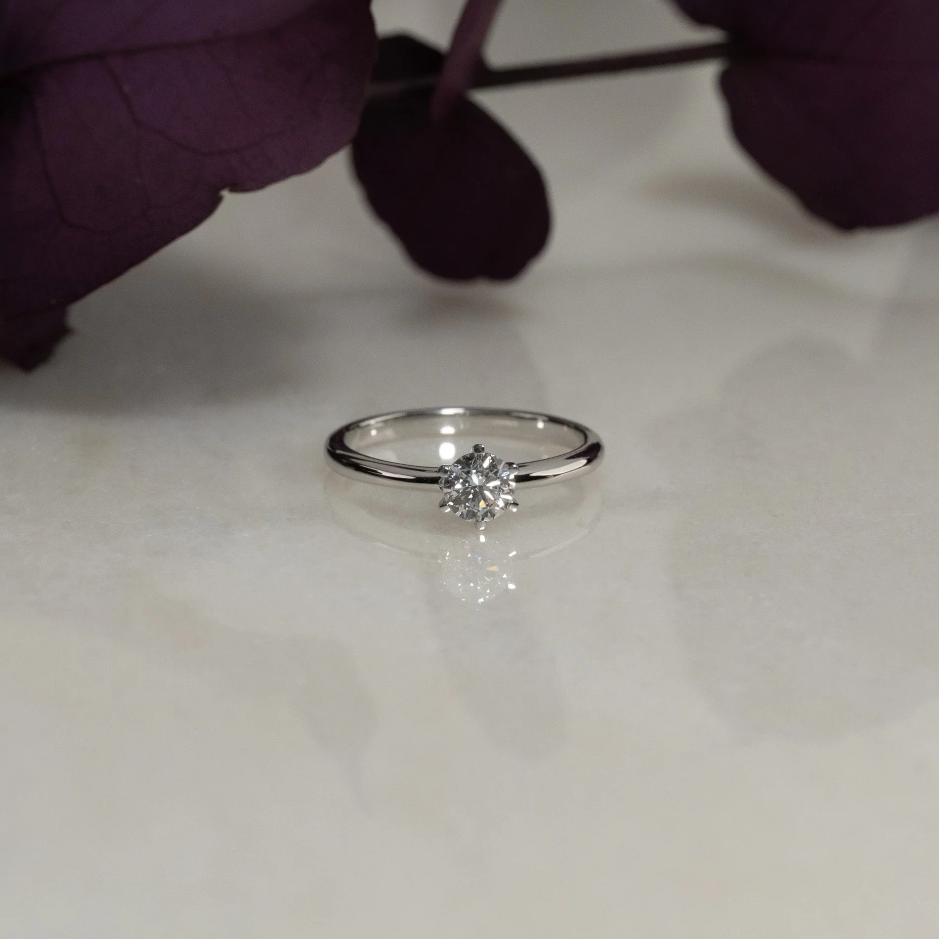 CLASSIC SOLITAIRE 6-PRONG LAB-DIAMOND RING - 0.5ct - WG - Image 2