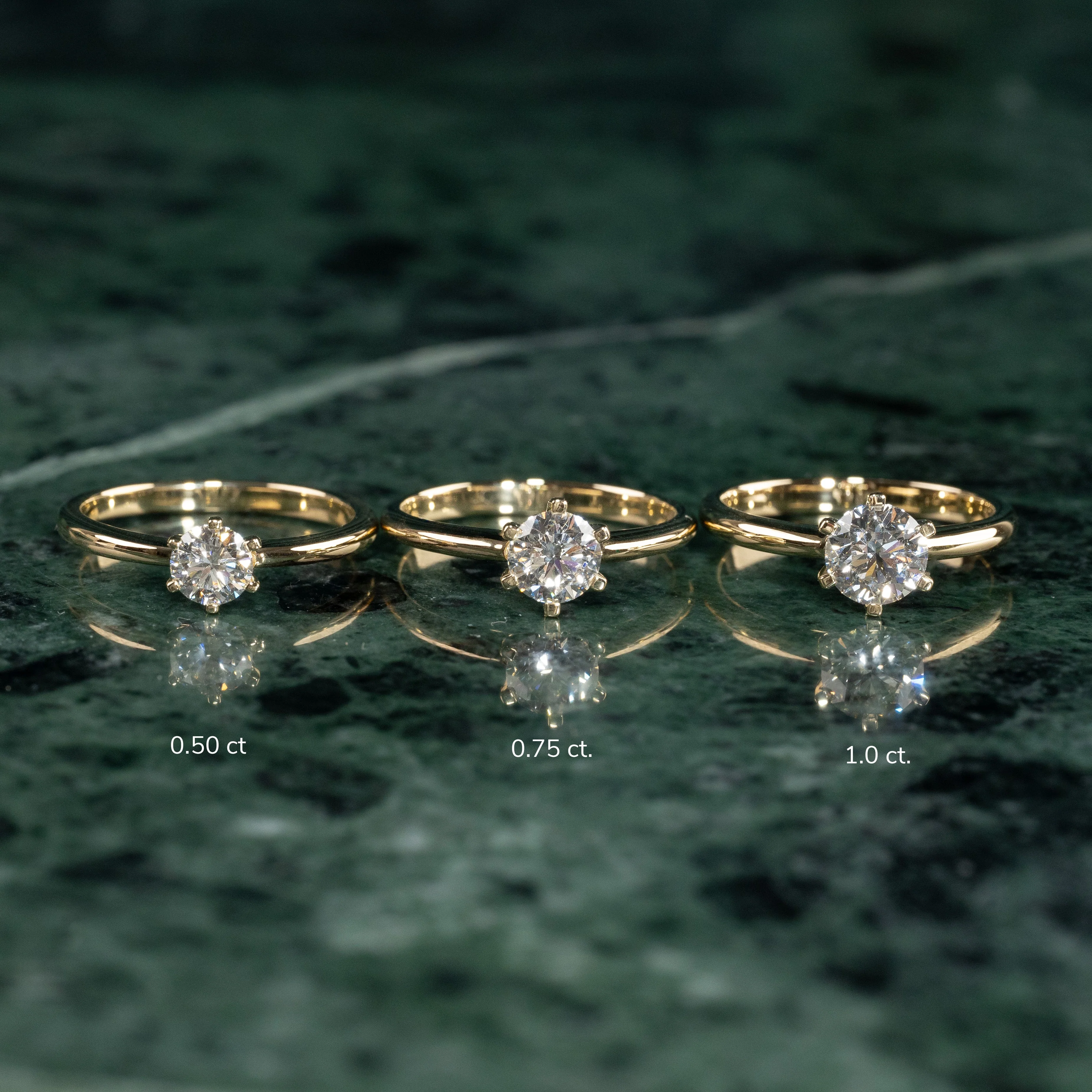 CLASSIC SOLITAIRE 6-PRONG LAB-DIAMOND RING - 0.5ct - YG - Image 12
