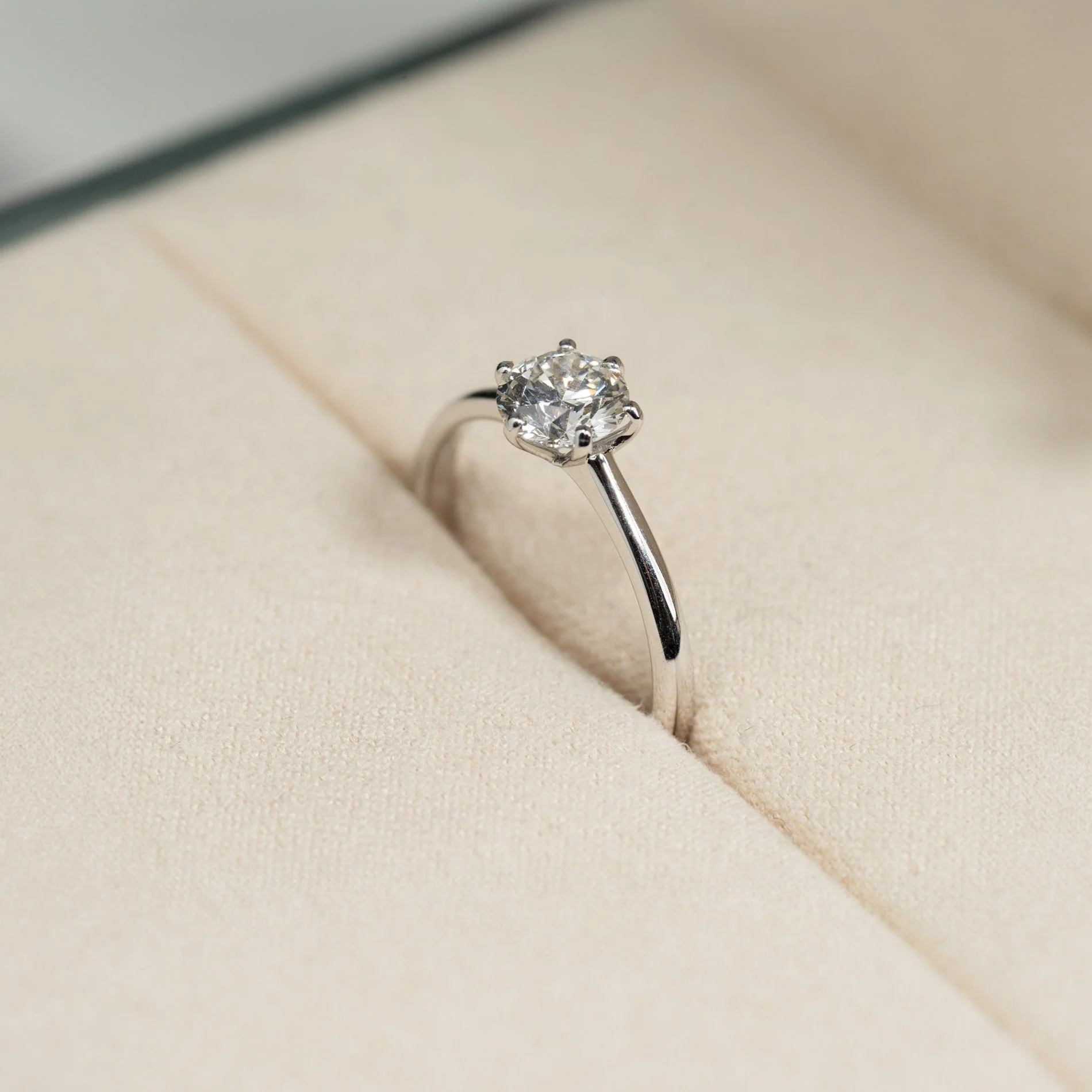 CLASSIC SOLITAIRE 6-PRONG LAB-DIAMOND RING - 0.75ct - WG - Image 3