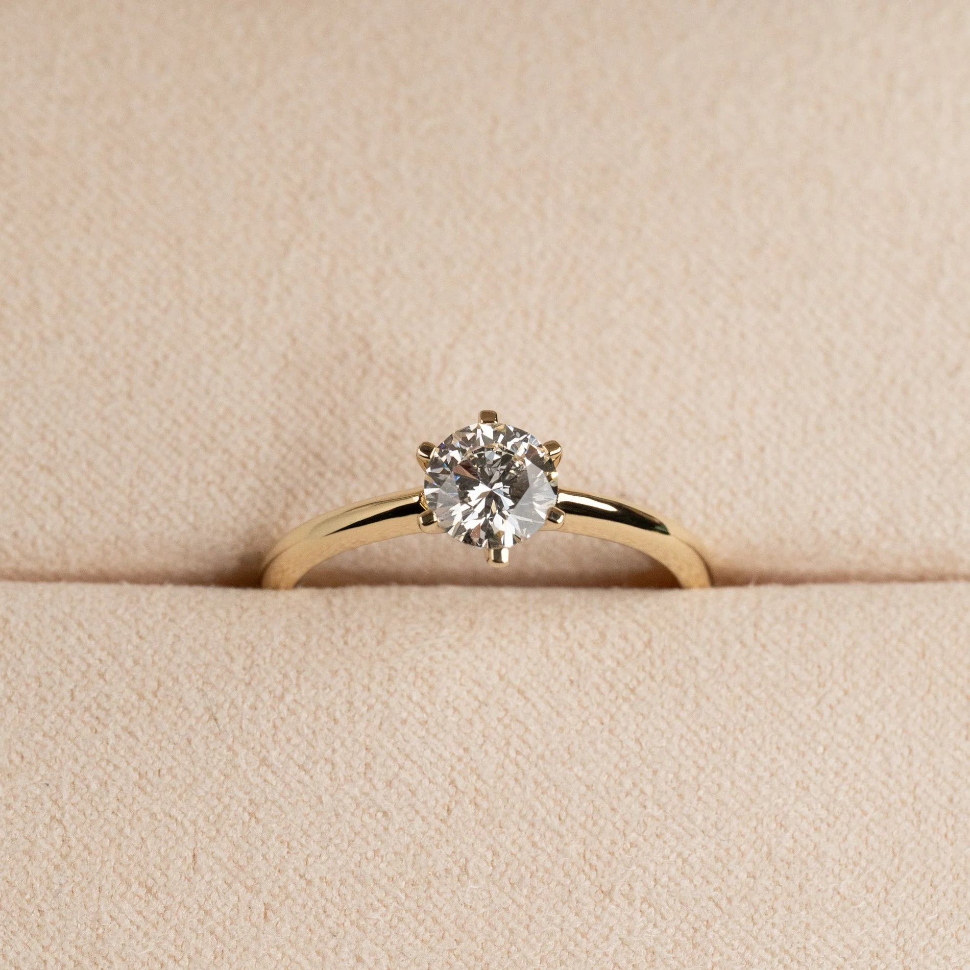 CLASSIC SOLITAIRE 6-PRONG LAB-DIAMOND RING - 0.75ct - YG - Image 3