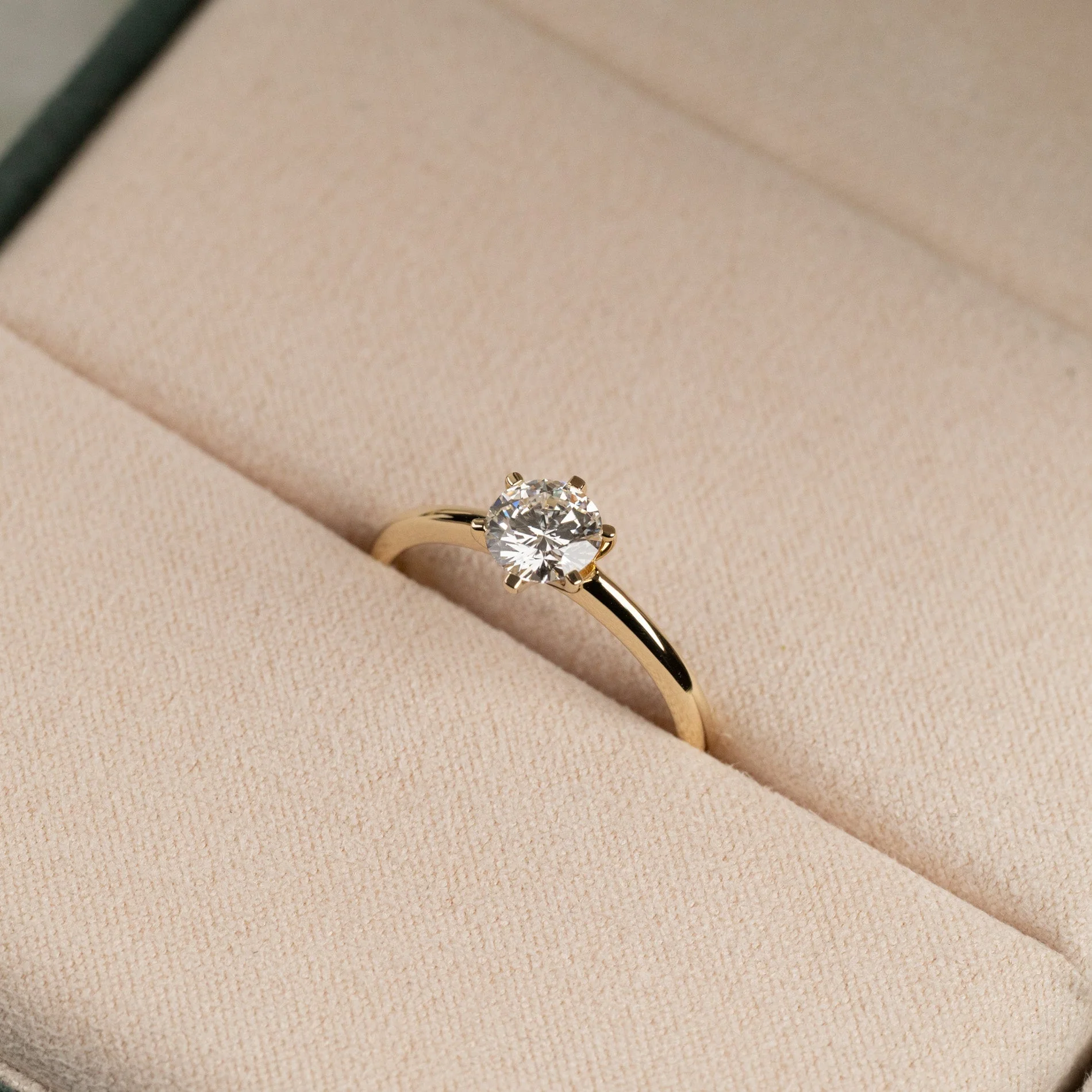 CLASSIC SOLITAIRE 6-PRONG LAB-DIAMOND RING - 0.75ct - YG - Image 6