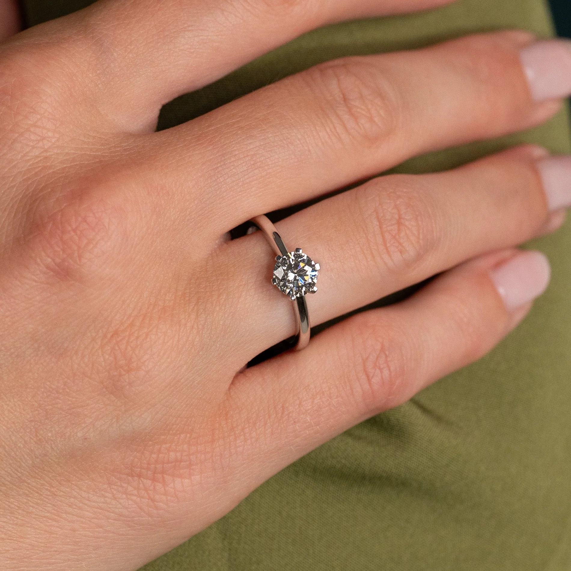 CLASSIC SOLITAIRE 6-PRONG LAB-DIAMOND RING - 1.0ct - WG - Image 2