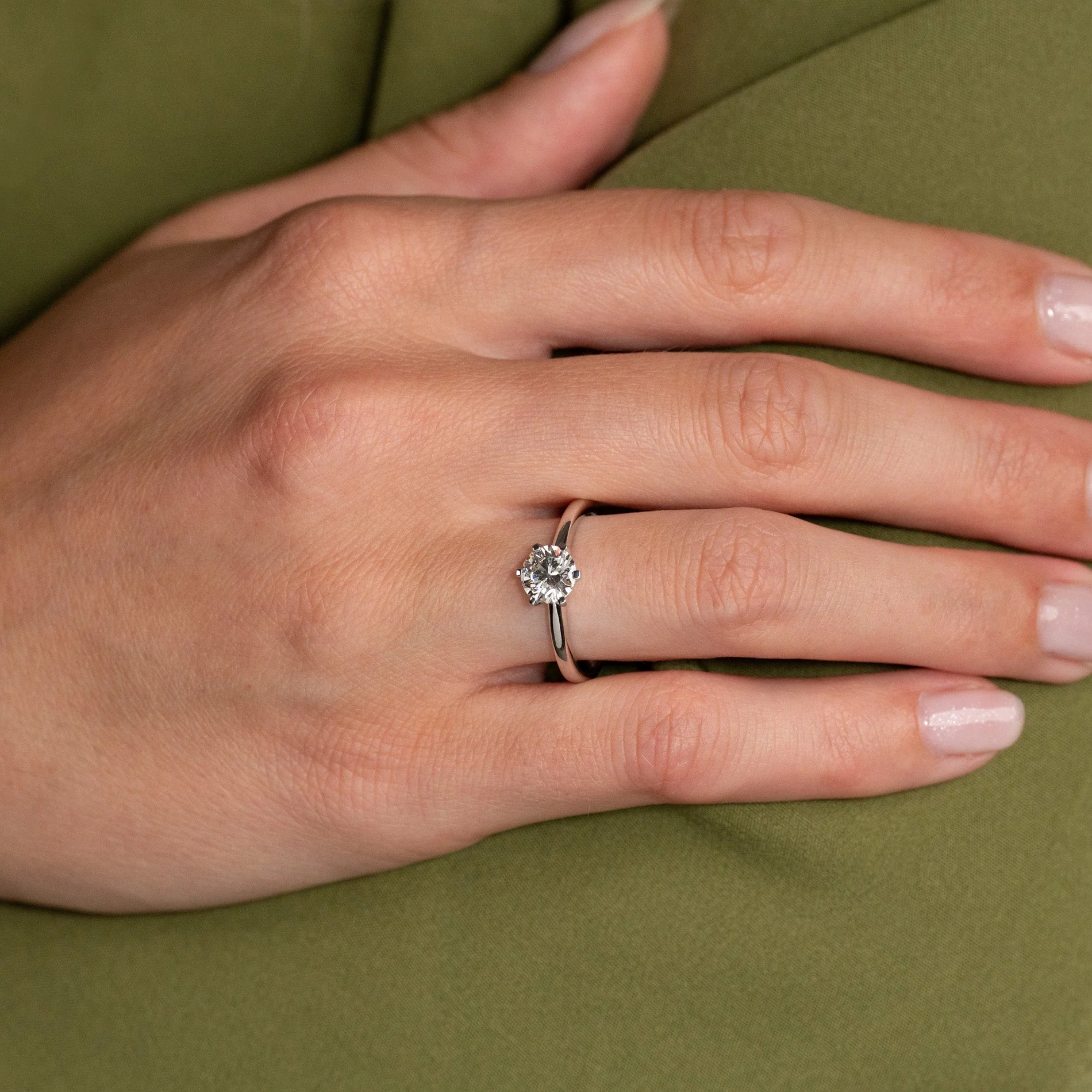 CLASSIC SOLITAIRE 6-PRONG LAB-DIAMOND RING - 1.0ct - WG - Image 5