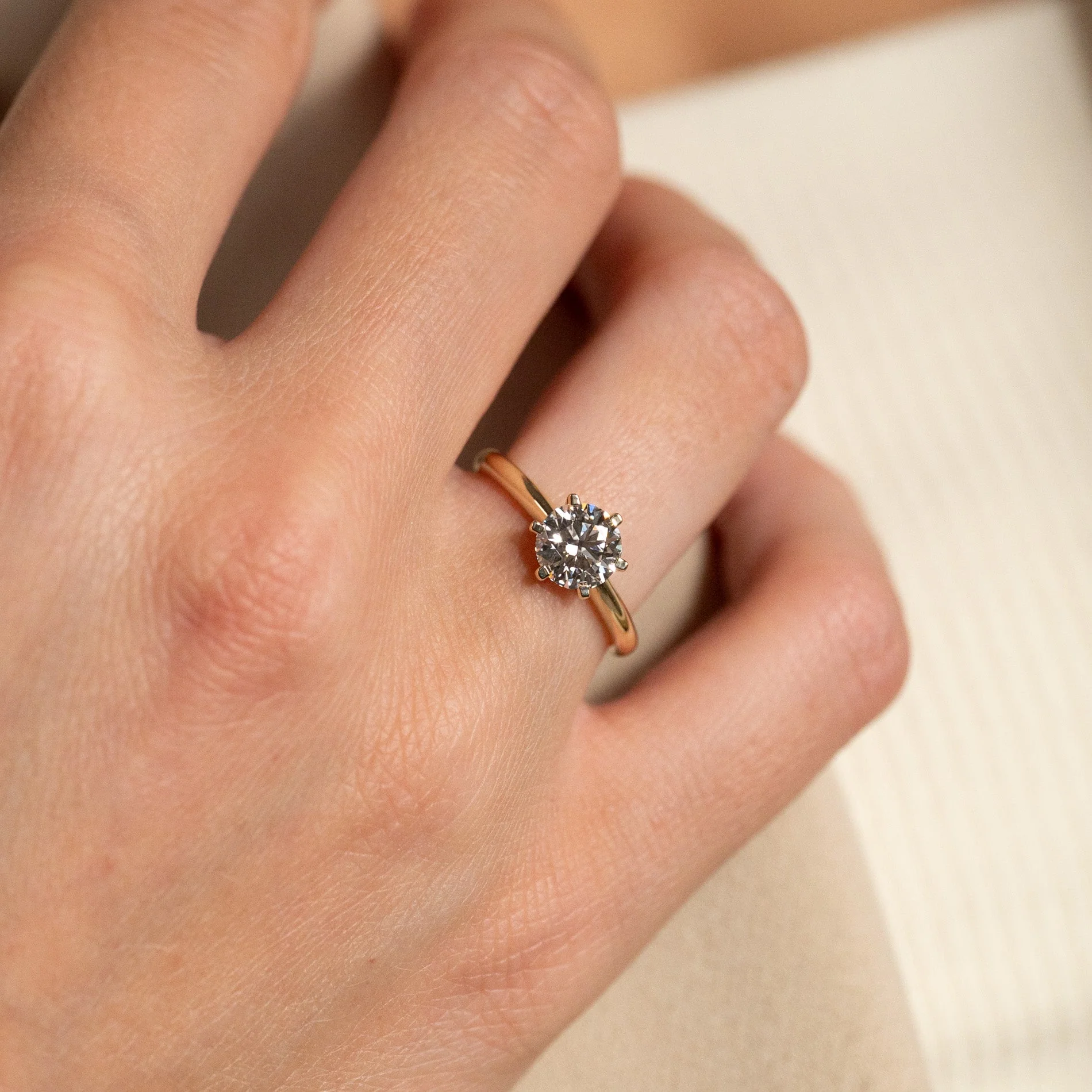 CLASSIC SOLITAIRE 6-PRONG LAB-DIAMOND RING - 1.0ct - YG - Image 2