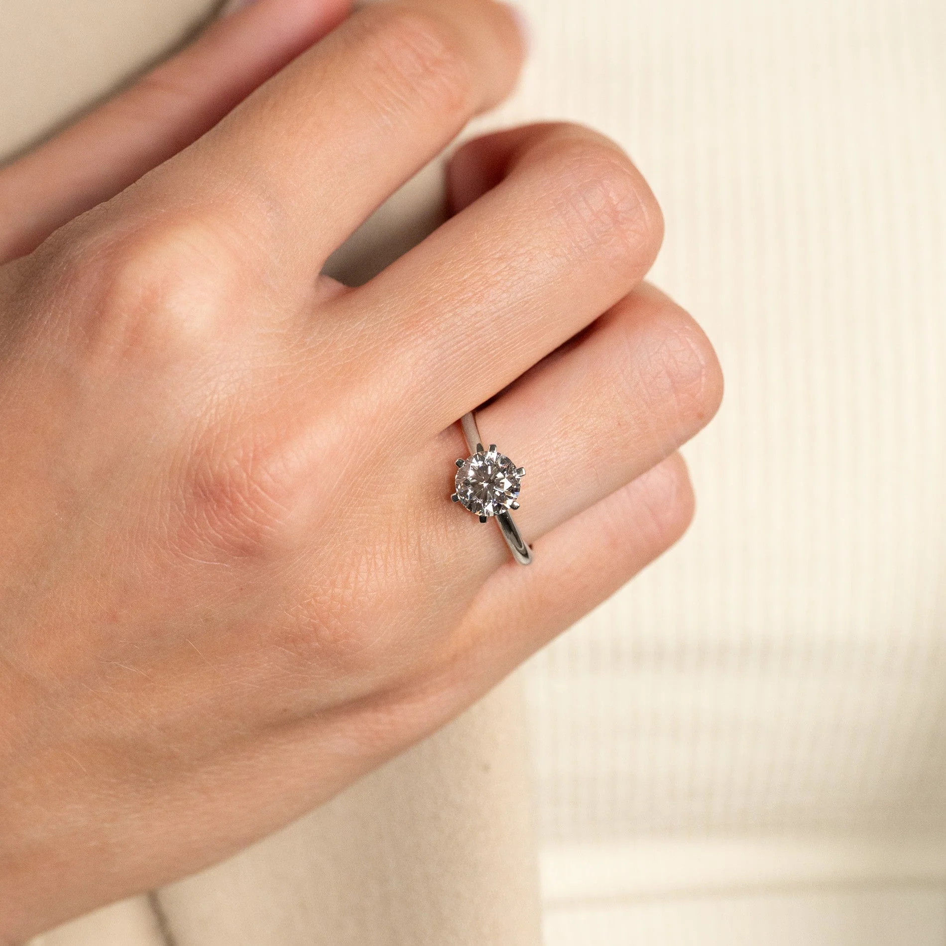 CLASSIC SOLITAIRE 6-PRONG LAB-DIAMOND RING - 1.5ct - WG - Image 2