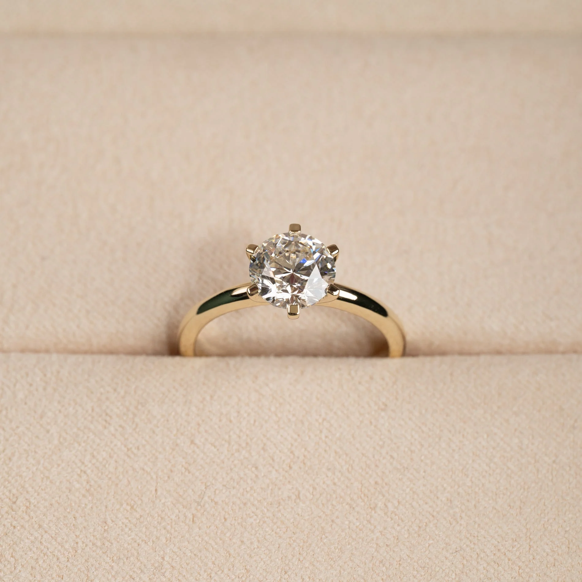 CLASSIC SOLITAIRE 6-PRONG LAB-DIAMOND RING - 1.5ct - YG - Image 3