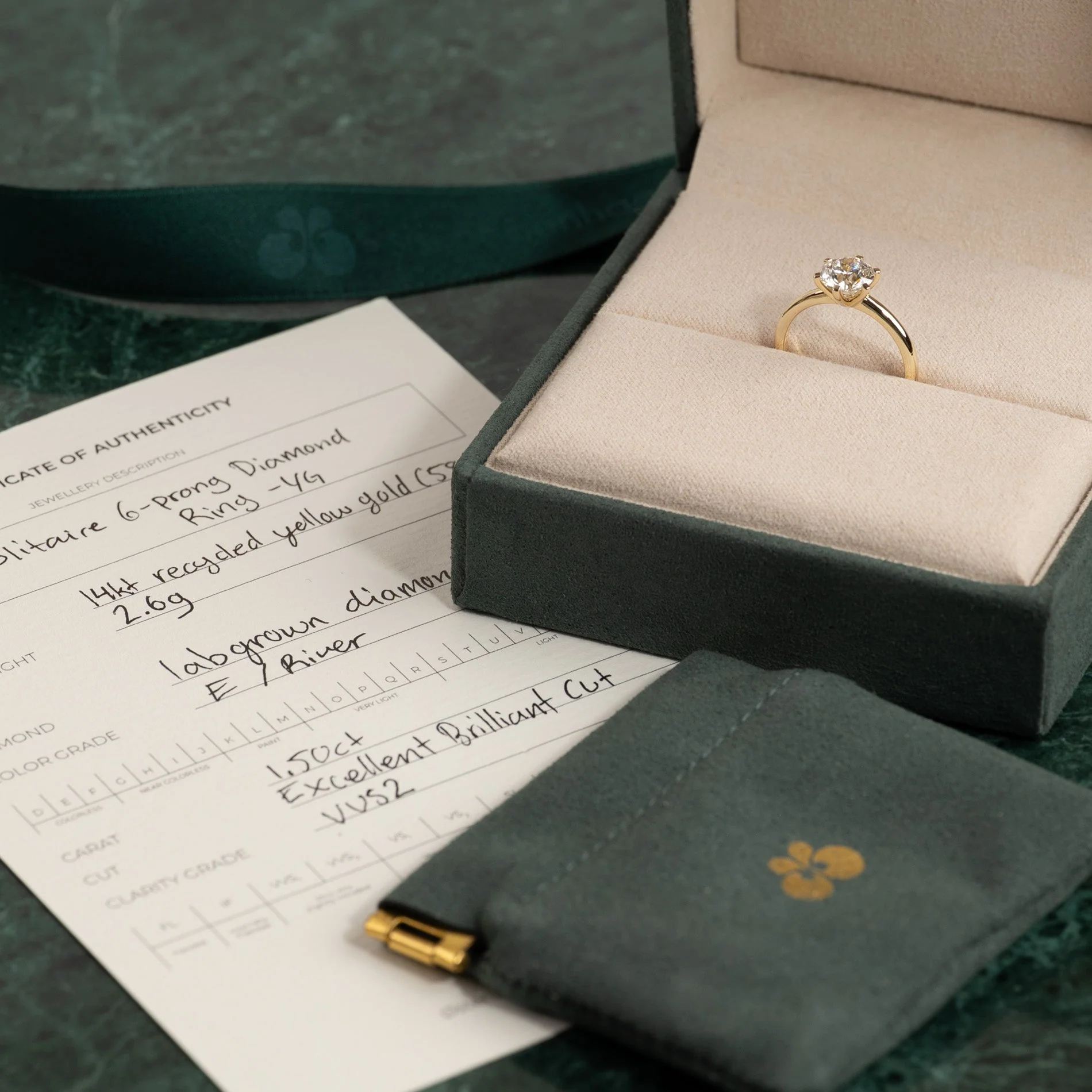 CLASSIC SOLITAIRE 6-PRONG LAB-DIAMOND RING - 1.5ct - YG - Image 4