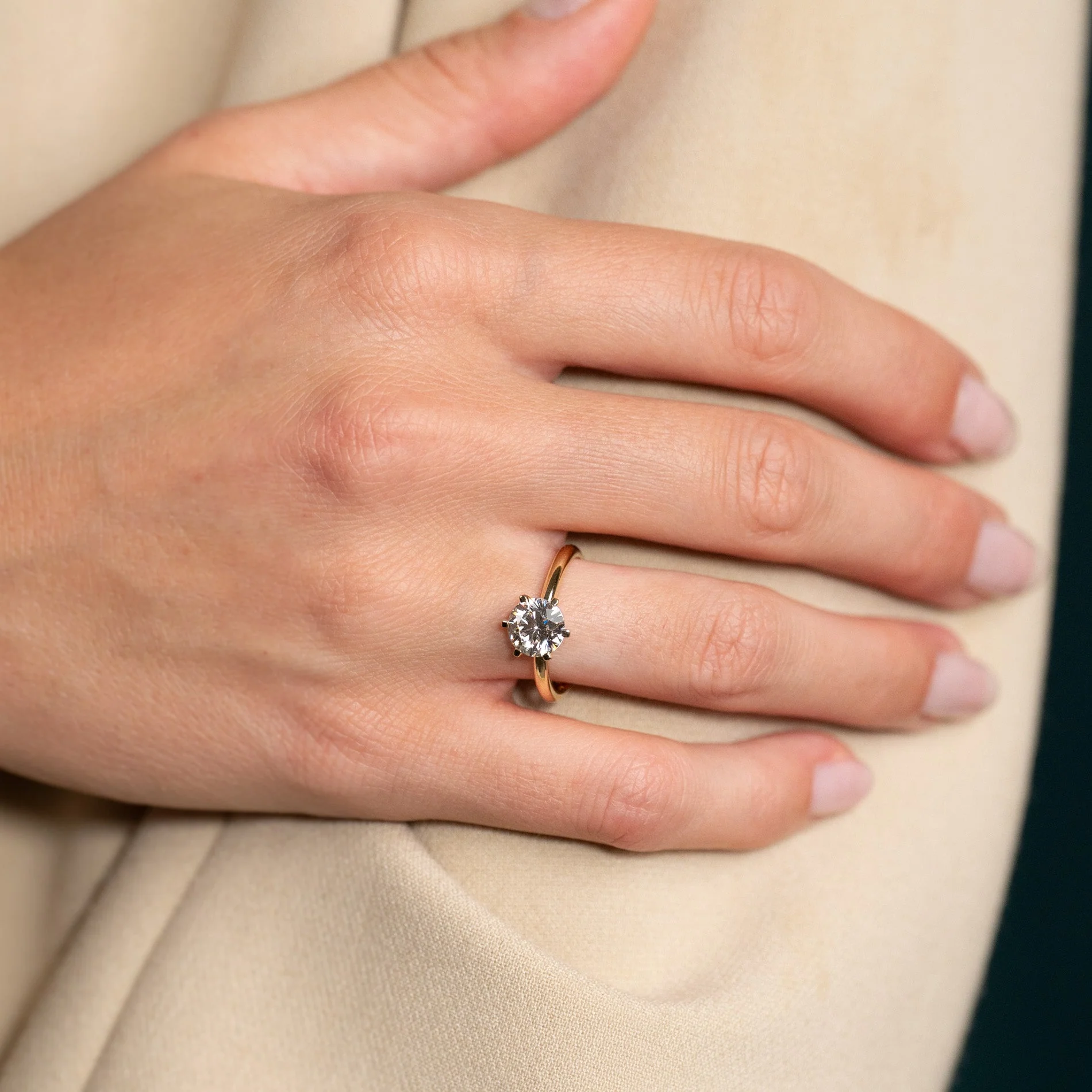CLASSIC SOLITAIRE 6-PRONG LAB-DIAMOND RING - 1.5ct - YG - Image 9
