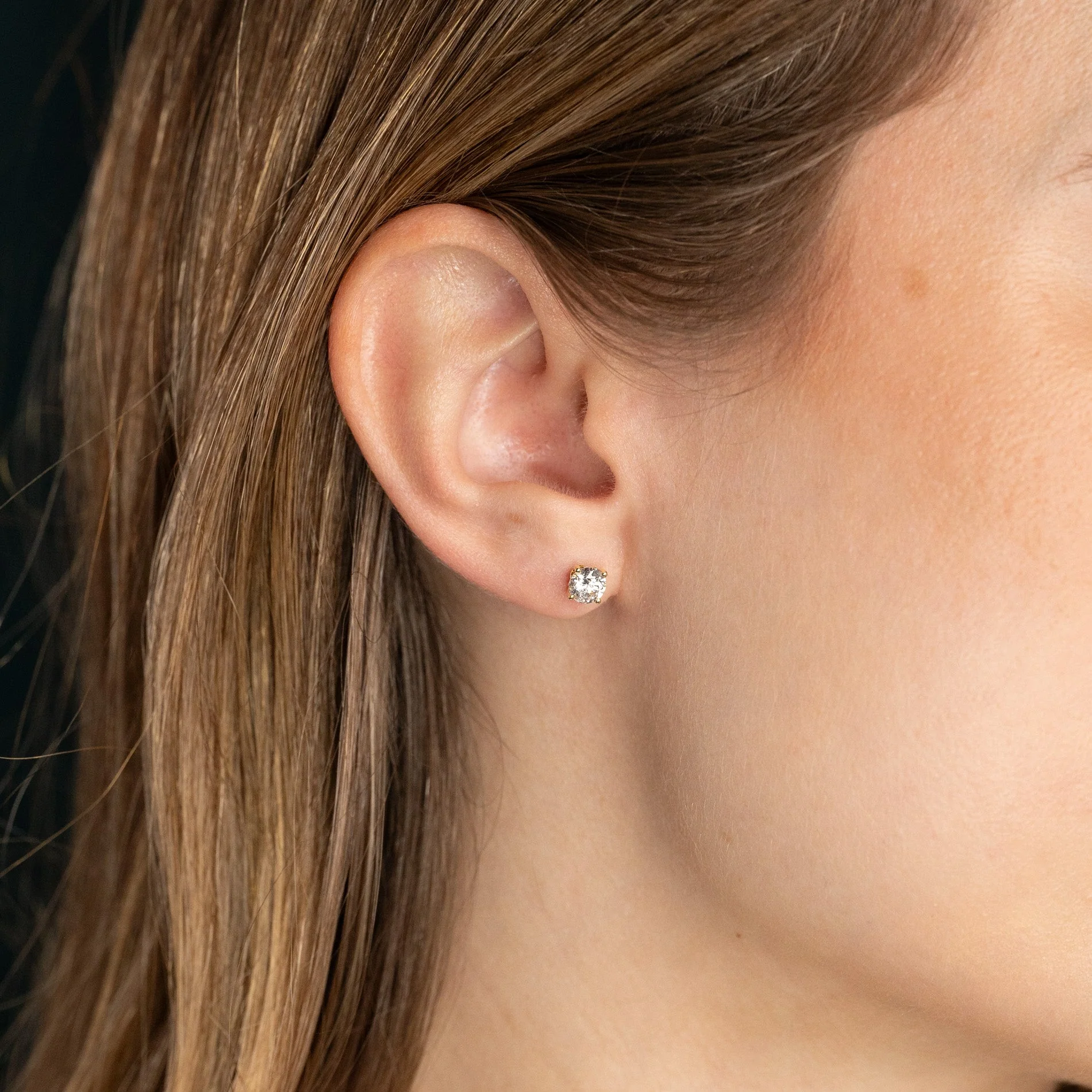 CLASSIC SOLITAIRE LAB-DIAMOND STUD EARRING - 1.0ct - YG - Image 5