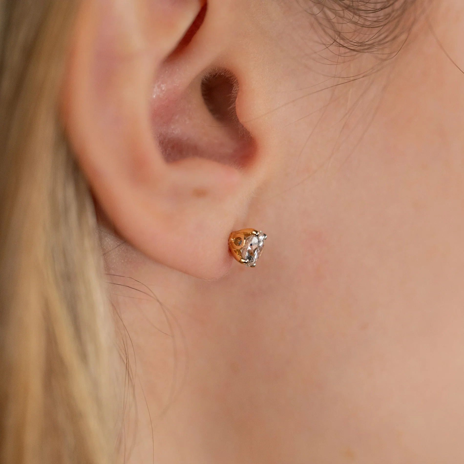 CLASSIC SOLITAIRE LAB-DIAMOND STUD EARRING - 1.5ct - YG - Image 7