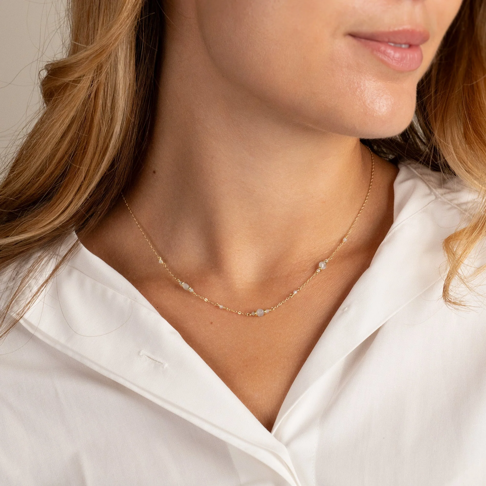 CORDELIA BLUE AQUAMARINE GOLDEN NECKLACE - Image 6