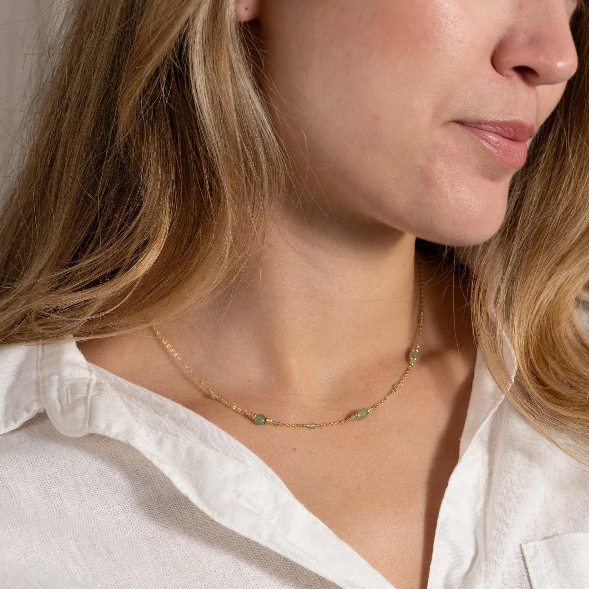 CORDELIA GREEN AVENTURINE GOLDEN NECKLACE - Image 5
