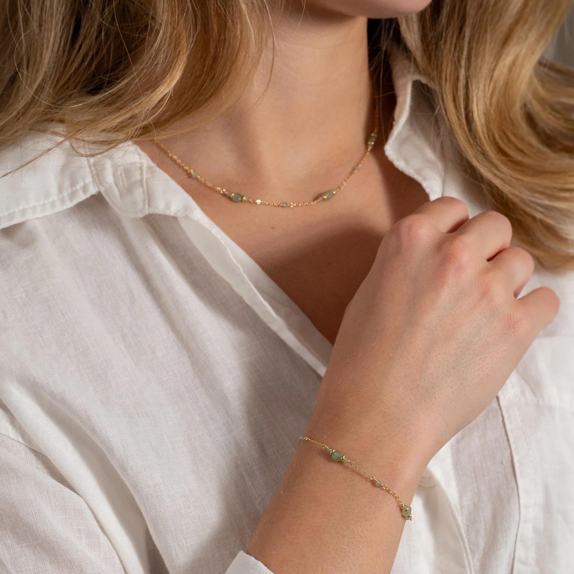 CORDELIA GREEN AVENTURINE GOLDEN NECKLACE - Image 7