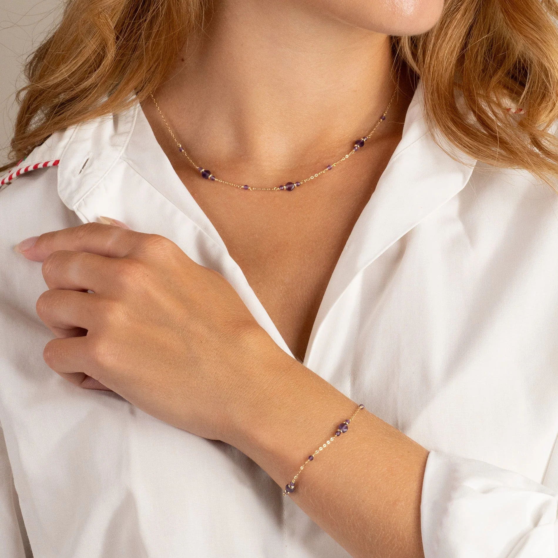 CORDELIA PURPLE AMETHYST GOLDEN NECKLACE - Image 7