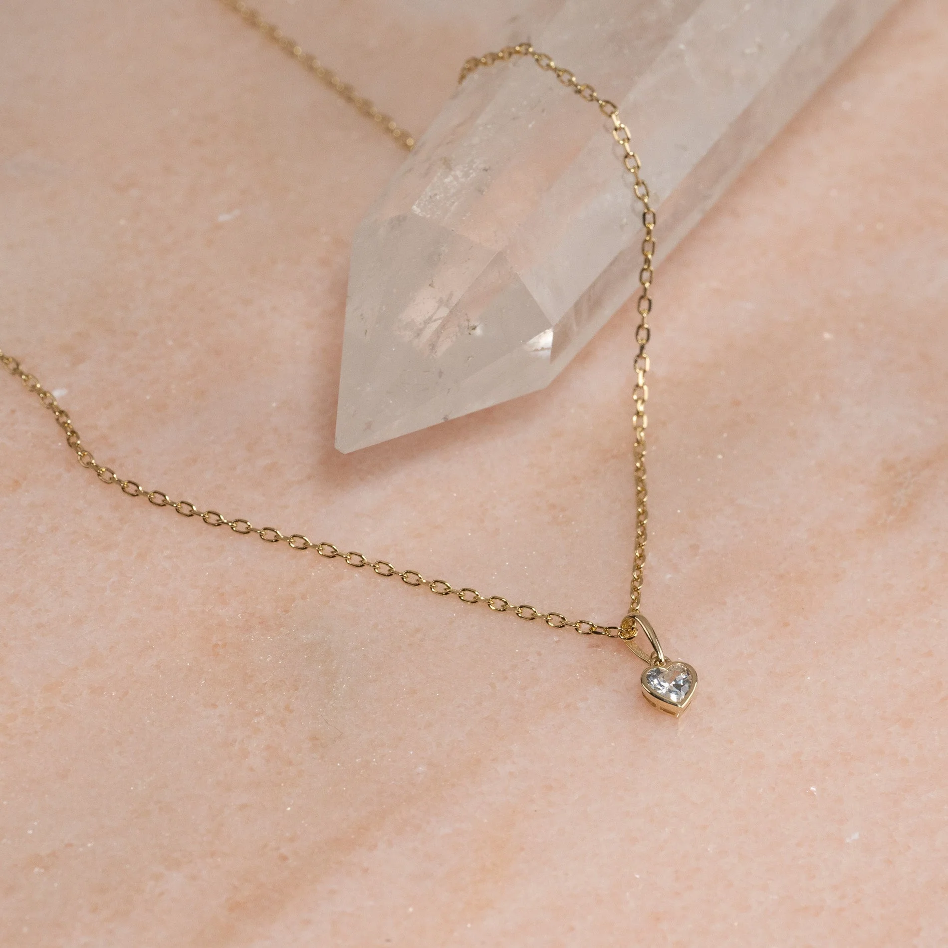 CRYSTAL HEART SOLID GOLD PENDANT - Image 6