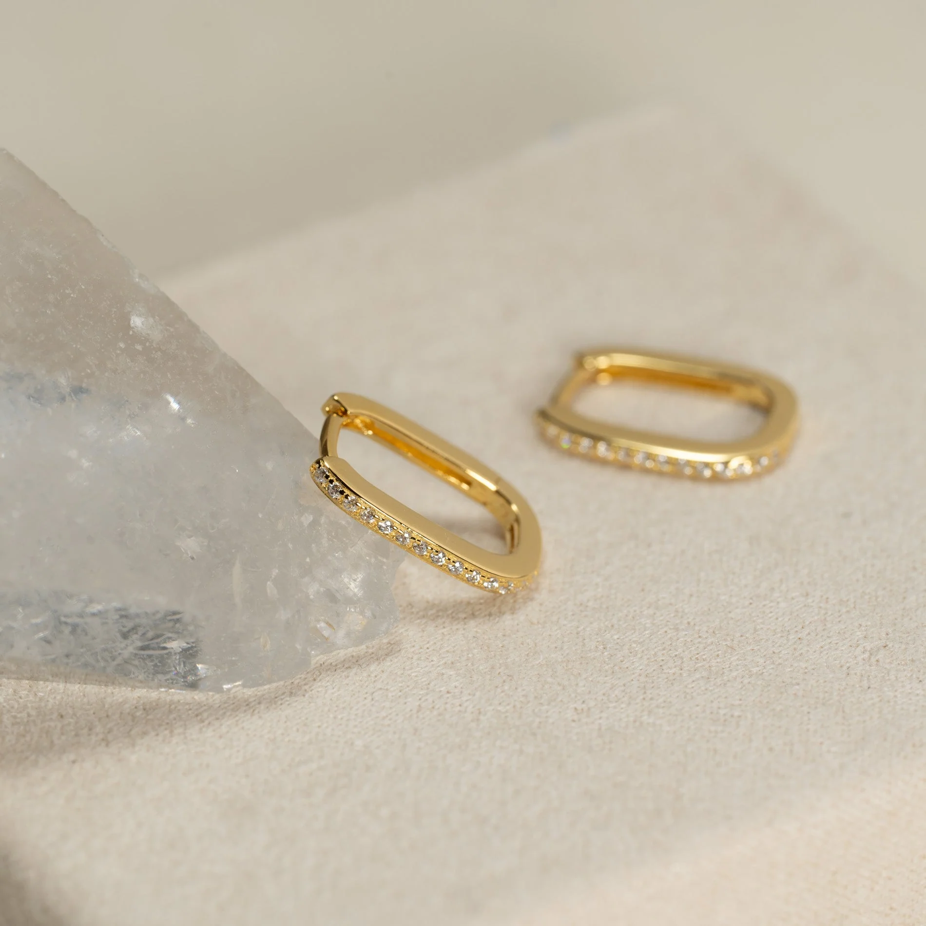 DANIA CRYSTAL GOLDEN HUGGIE EARRING - Image 6