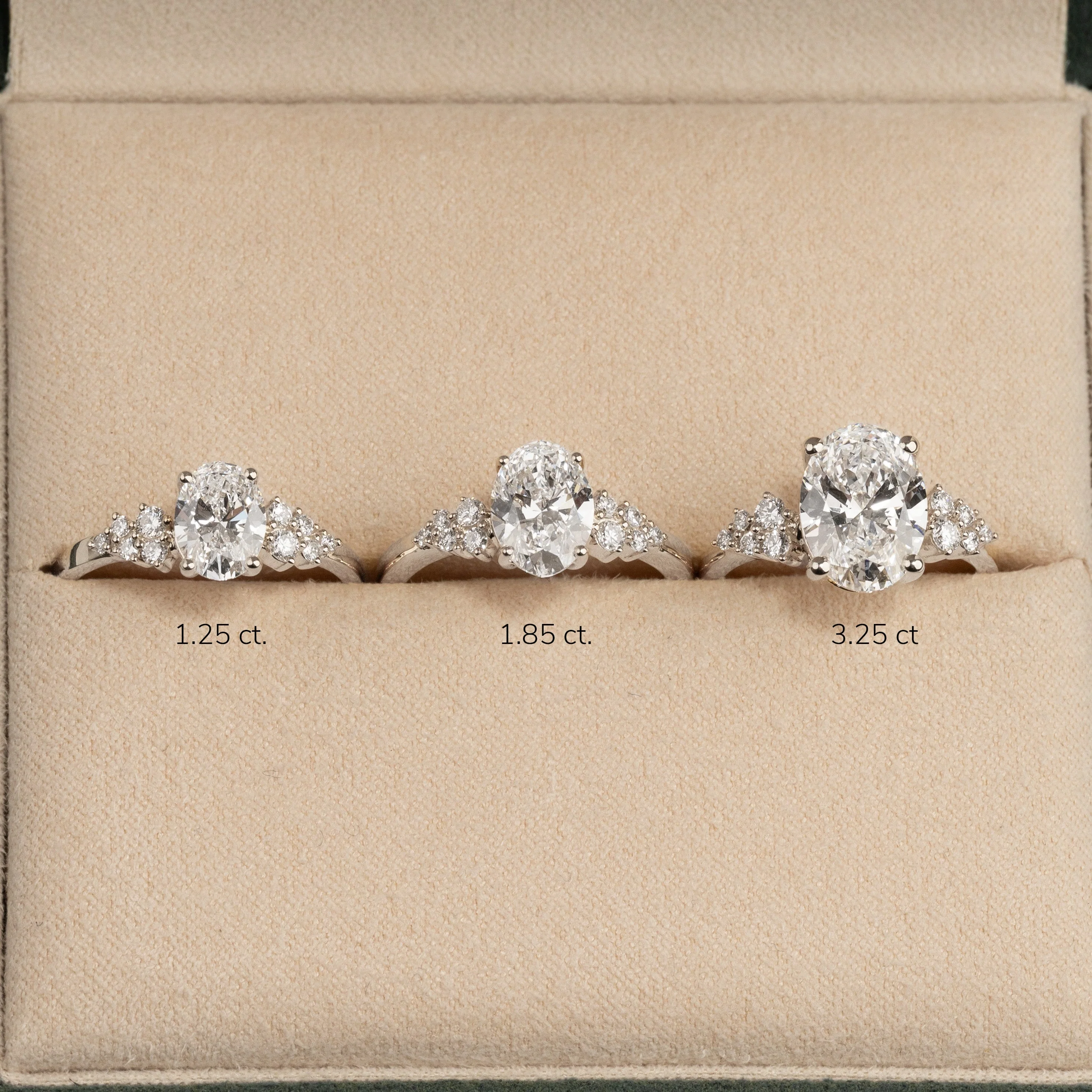 DELICATE CLUSTER OVAL-CUT LAB-DIAMOND RING - 1.25ct - WG - Image 8