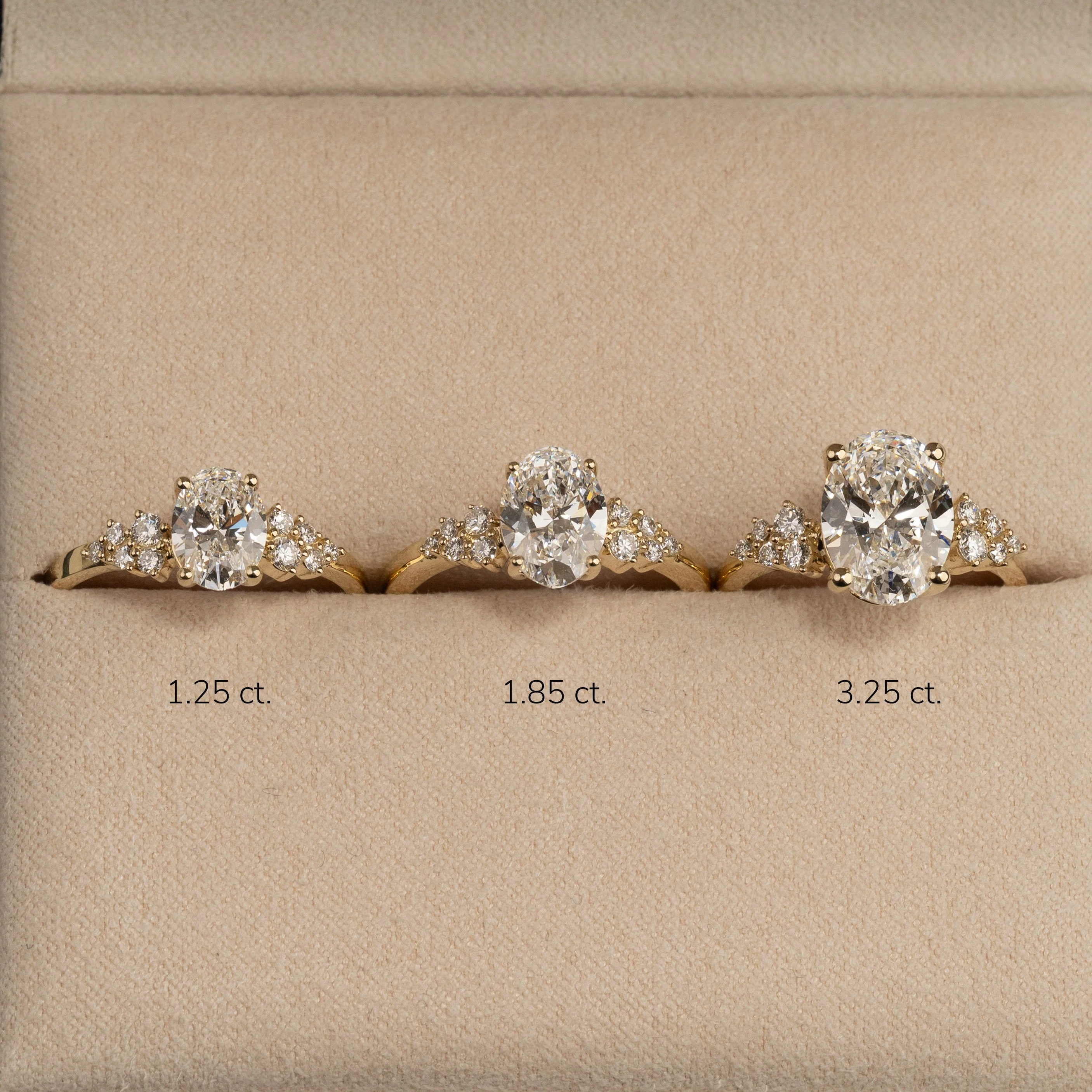 DELICATE CLUSTER OVAL-CUT LAB-DIAMOND RING - 1.25ct - YG - Image 8