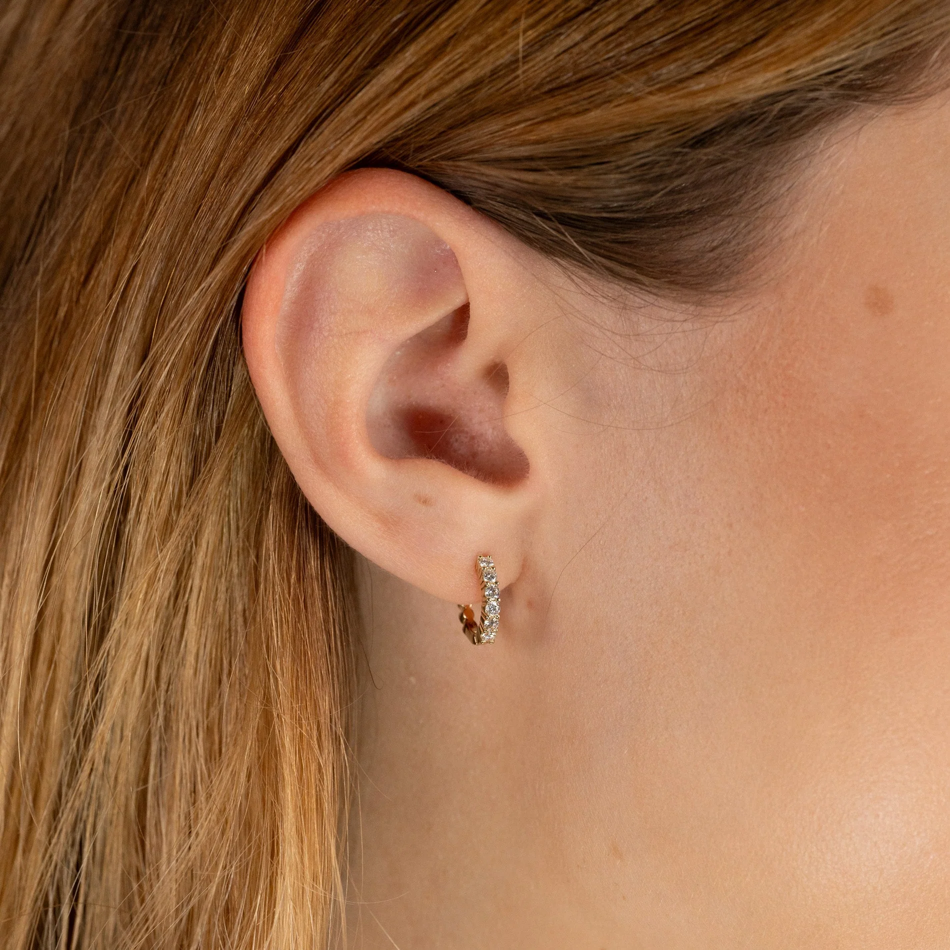 PRONG LAB-DIAMOND CREOL EARRING - 0.35ct - YG - Image 5