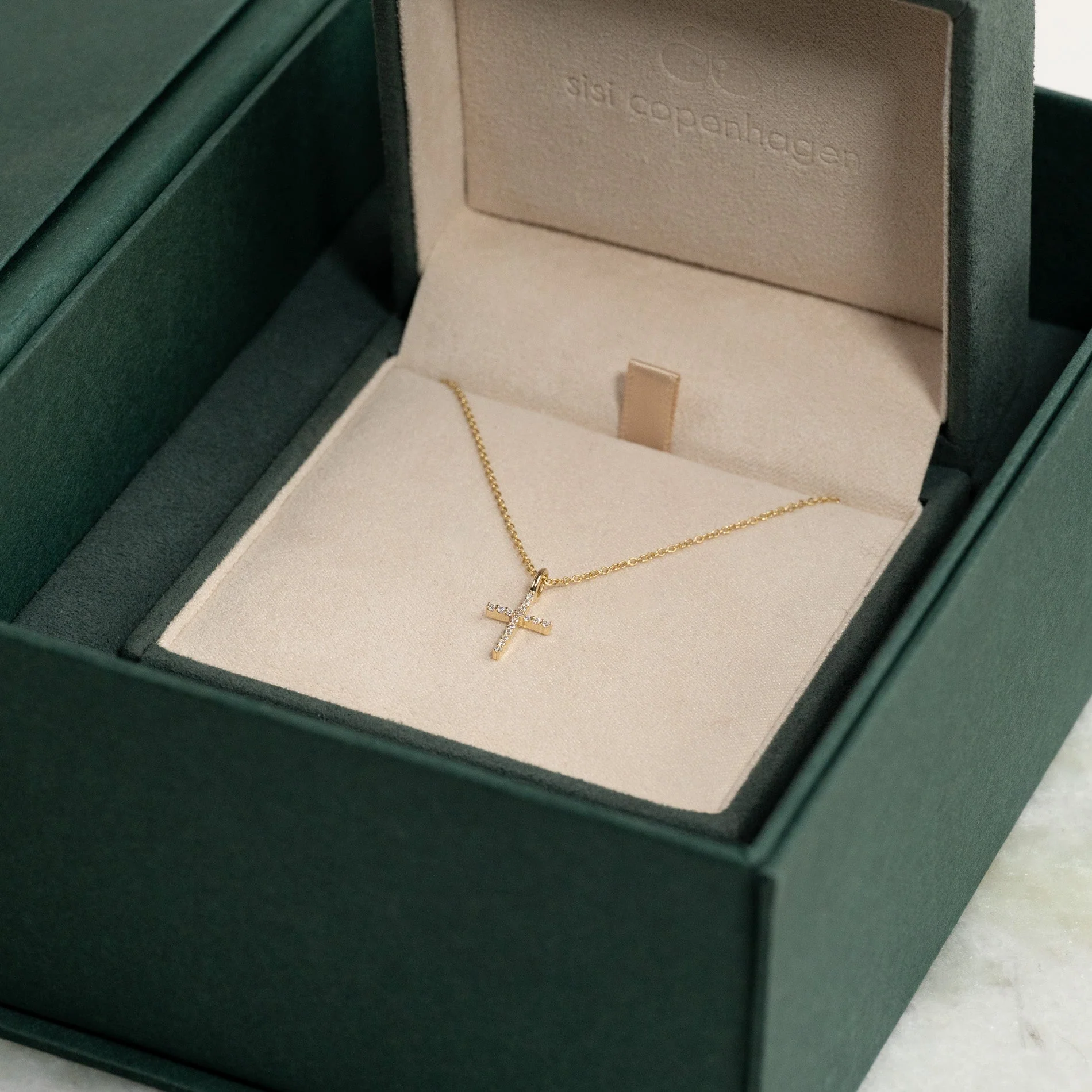 LAB-DIAMOND CROSS PENDANT- 0.08ct - YG - Image 7