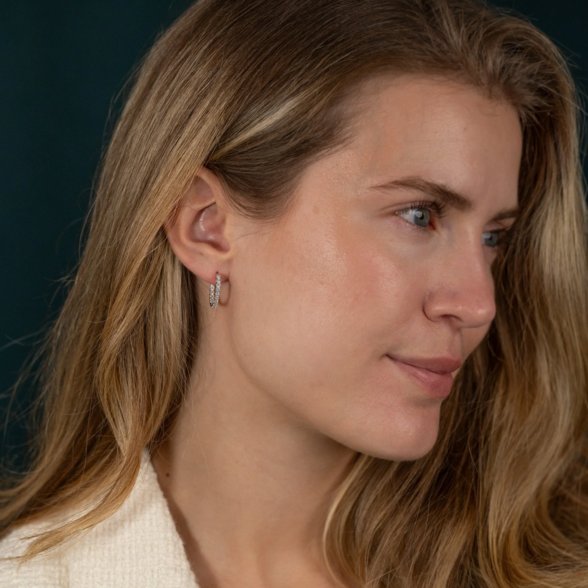 DOUBLE SET LAB-DIAMOND CREOL EARRING - 1.0ct - WG - Image 10
