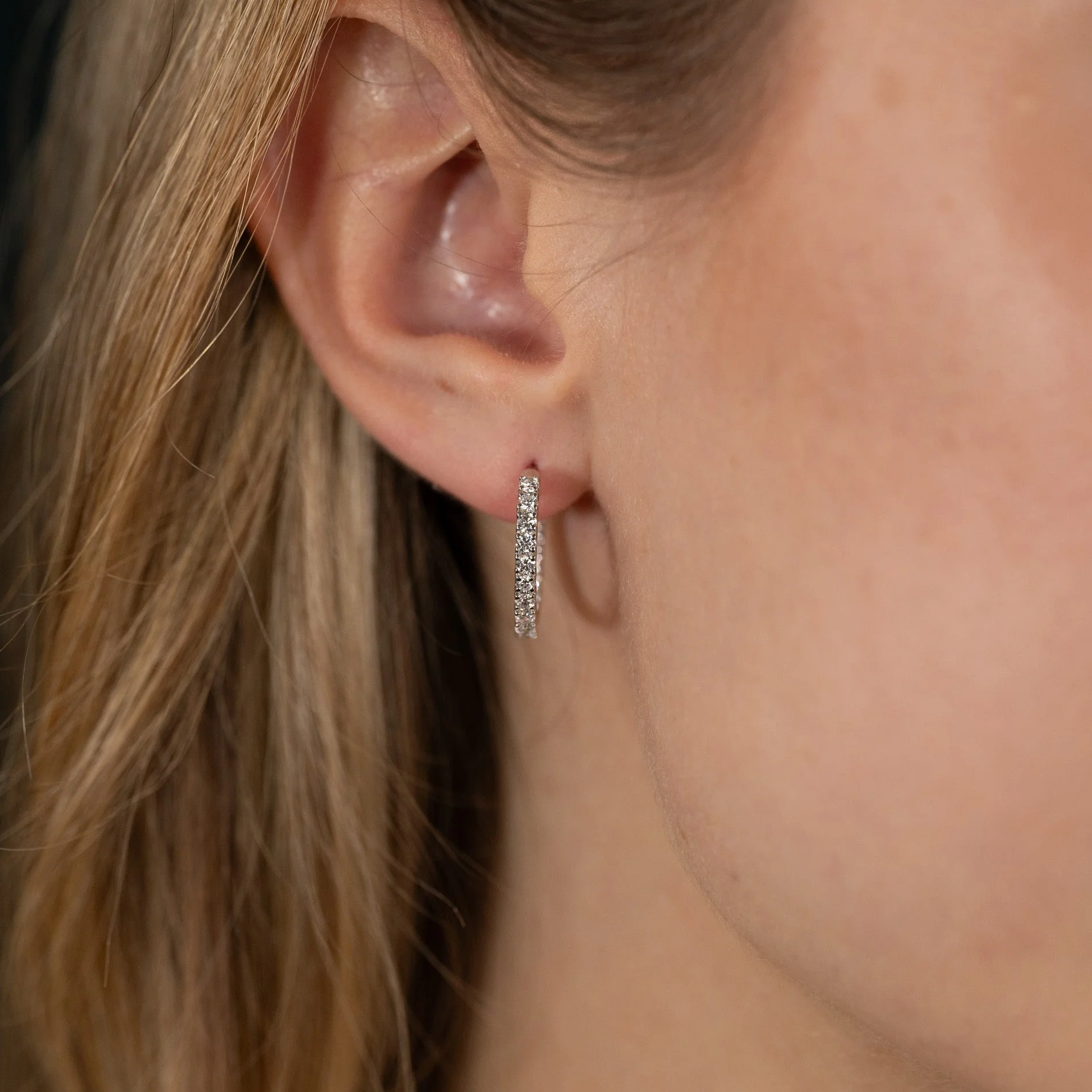 DOUBLE SET LAB-DIAMOND CREOL EARRING - 1.0ct - WG - Image 6